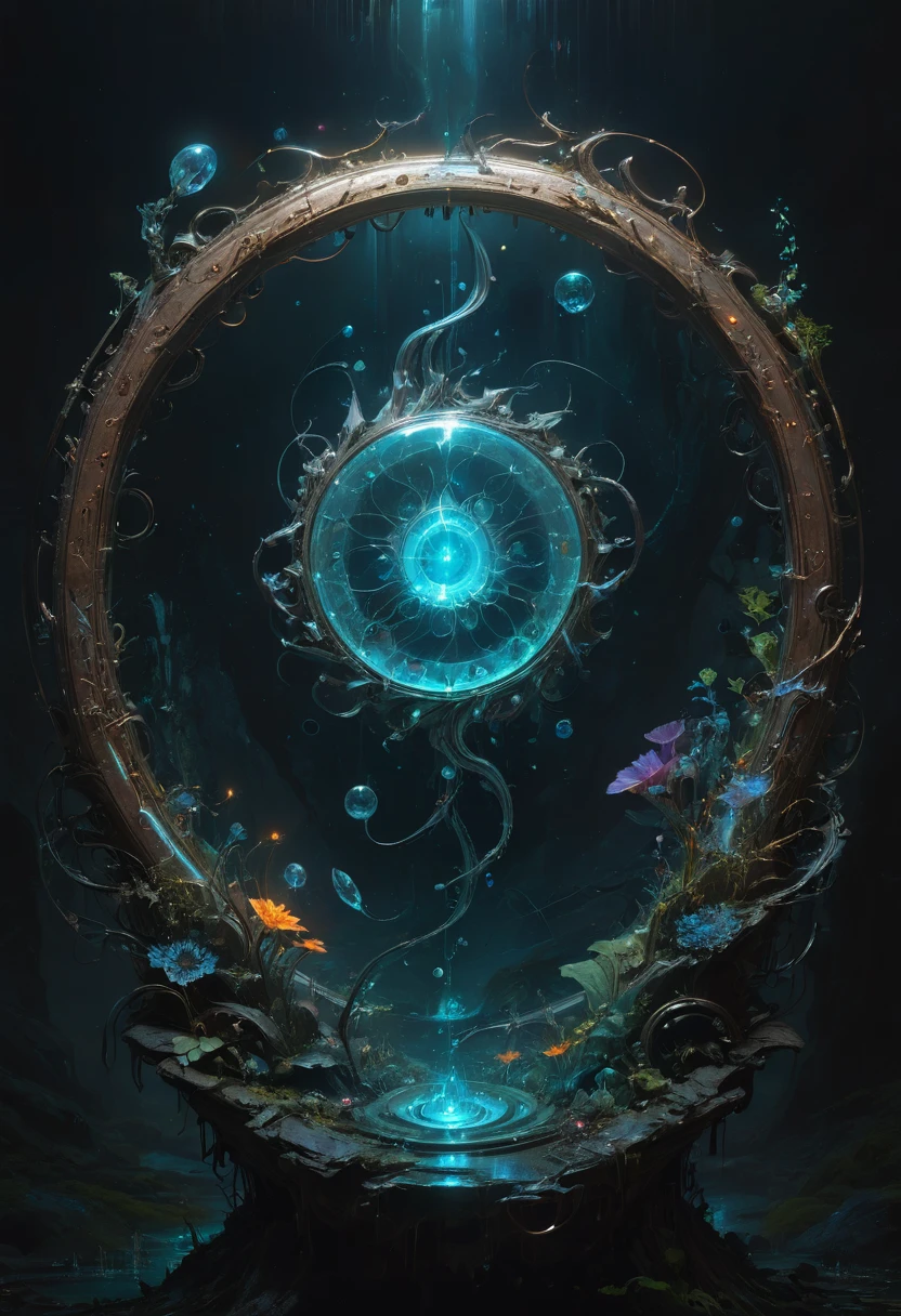 Magic Circle, Exaggerated energy, Bioluminescence, dark fantasy concept art, by Jordan Grimmer, (best quality, masterpiece, Representative work, official art, Professional, Ultra intricate detailed, 8k:1.3)