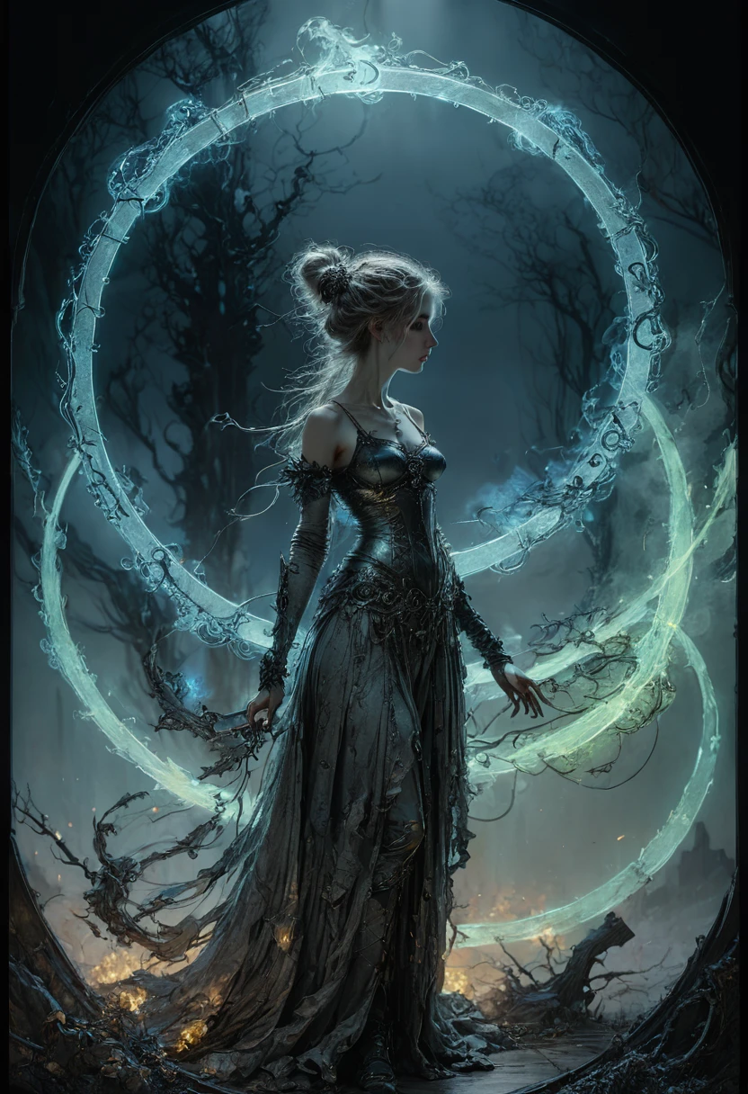 Magic Circle, Exaggerated energy, fantasy concept art, luminescence, by Michal Kváč, (best quality, masterpiece, Representative work, official art, Professional, Ultra intricate detailed, 8k:1.3)