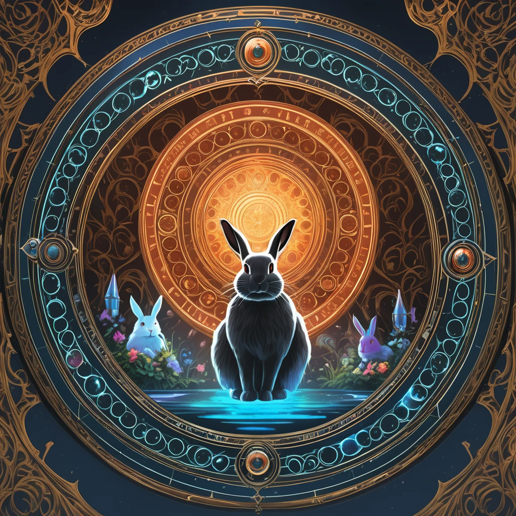 (Magic Circle:1.5), aesthetic, extremely detailed, Detailed portrait of rabbit magician, Digital art, art station, concept art, HD, 8k resolution, fantasy art, detailed matte painting, deep color, fantastical, intricate detail, splash screen, complementary colors, fantasy concept art, 8k resolution trending on Artstation Unreal Engine 5