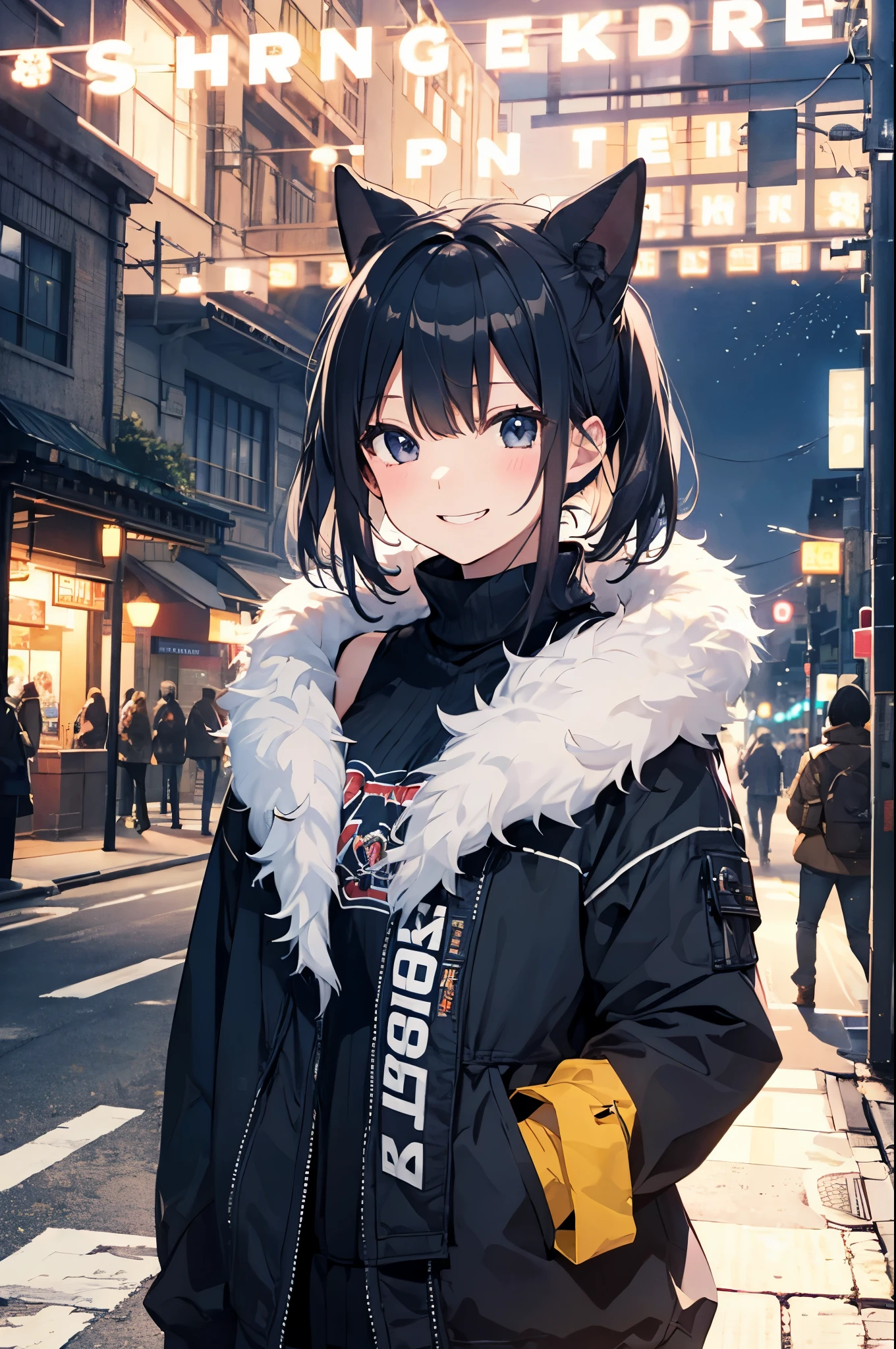 (Pretty sister:1.3)、happy face,spring atmosphere、night、aggressive、hot、((strong wind))