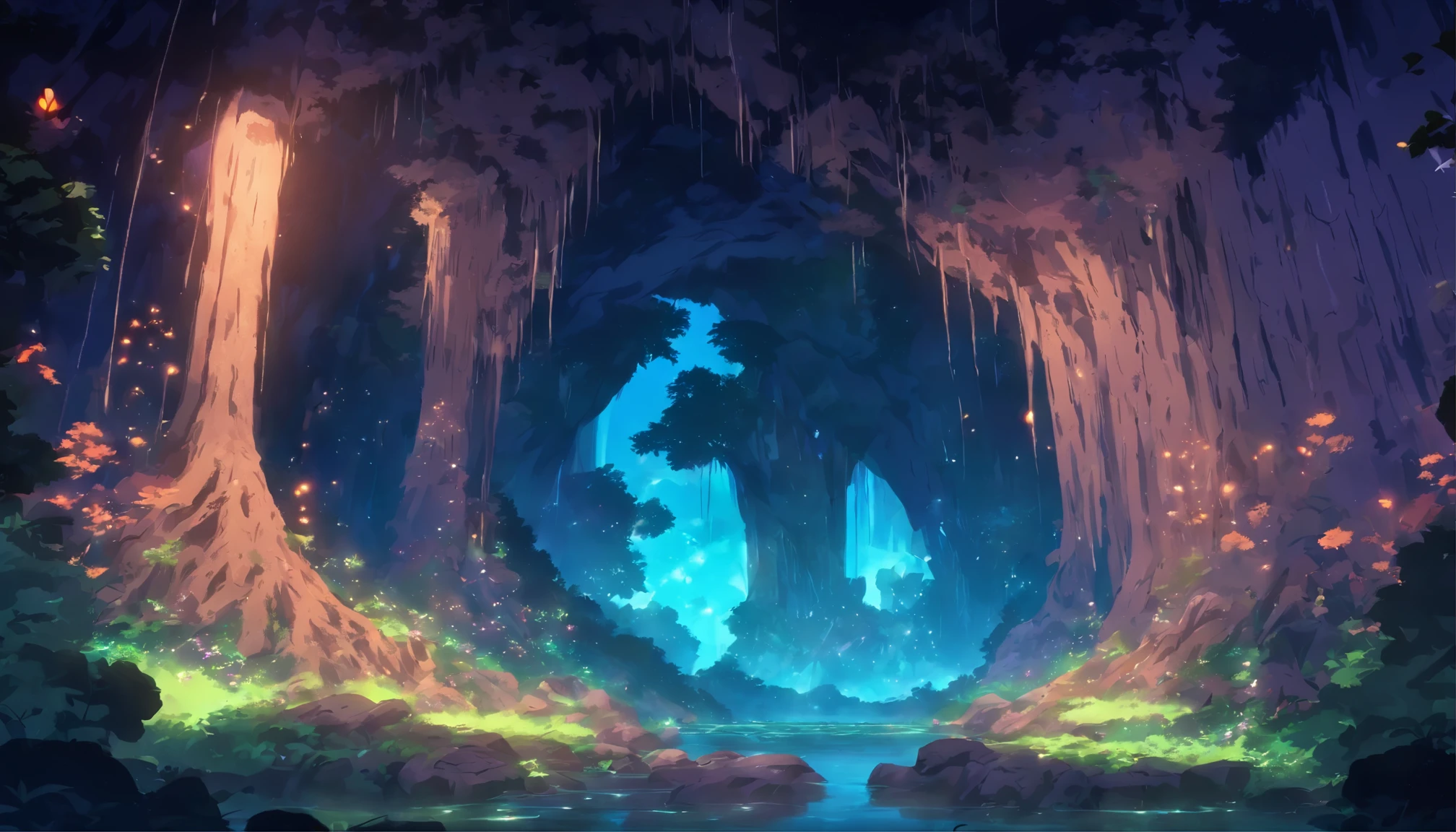 Mysterious cave tunnel,There are huge tree roots on the cave wall,dark,black