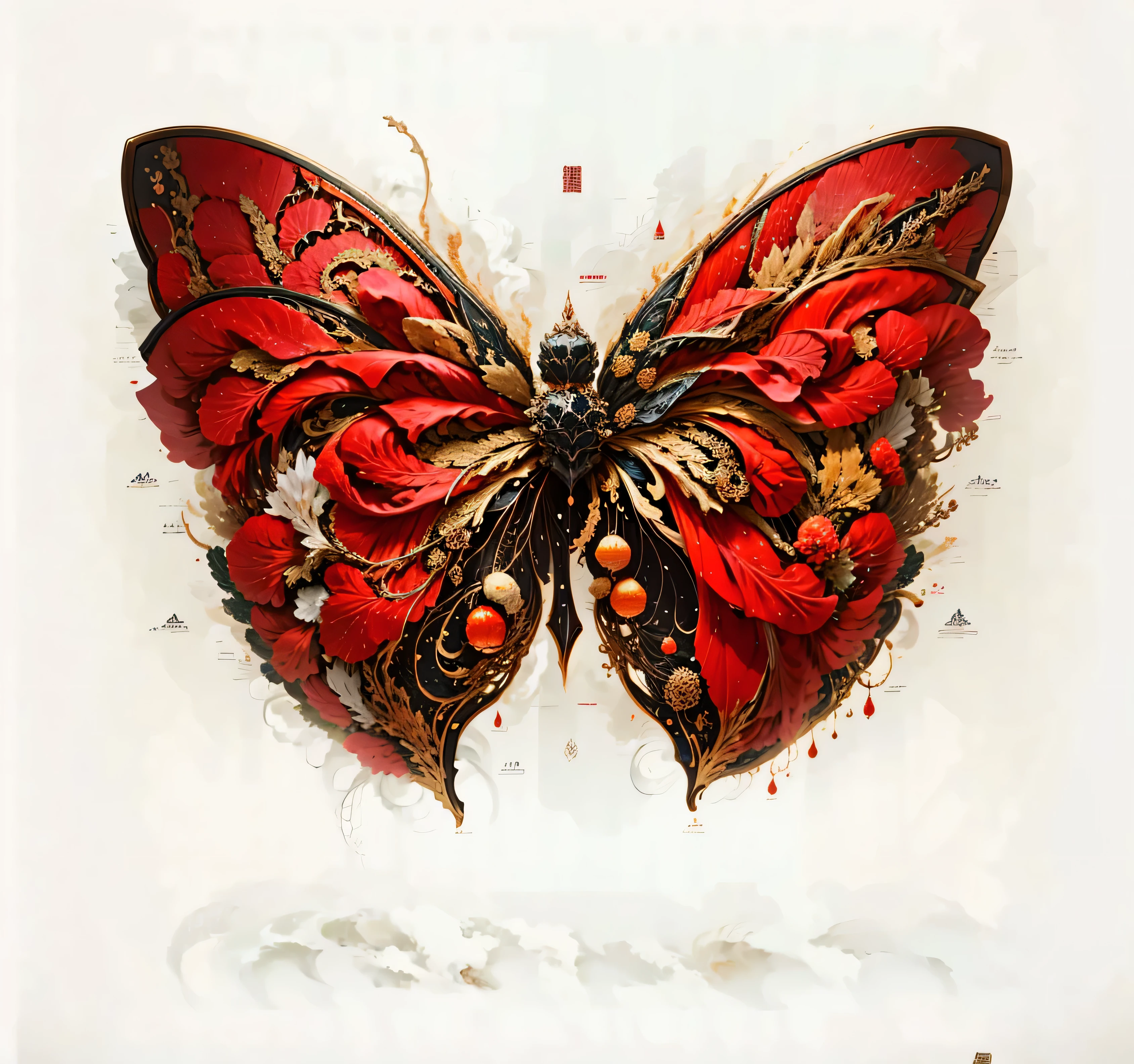 fire element，Lava elements，Chinese rice paper painting，