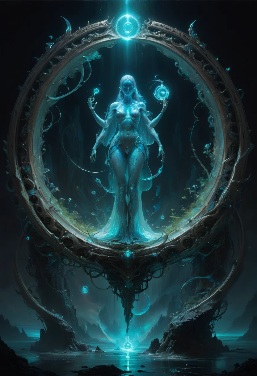 Magic Circle, Exaggerated energy, fantasy concept art, Bioluminescence, Surrealist, Ethereal, by Jordan Grimmer, (best quality, masterpiece, Representative work, official art, Professional, Ultra intricate detailed, 8k:1.3)