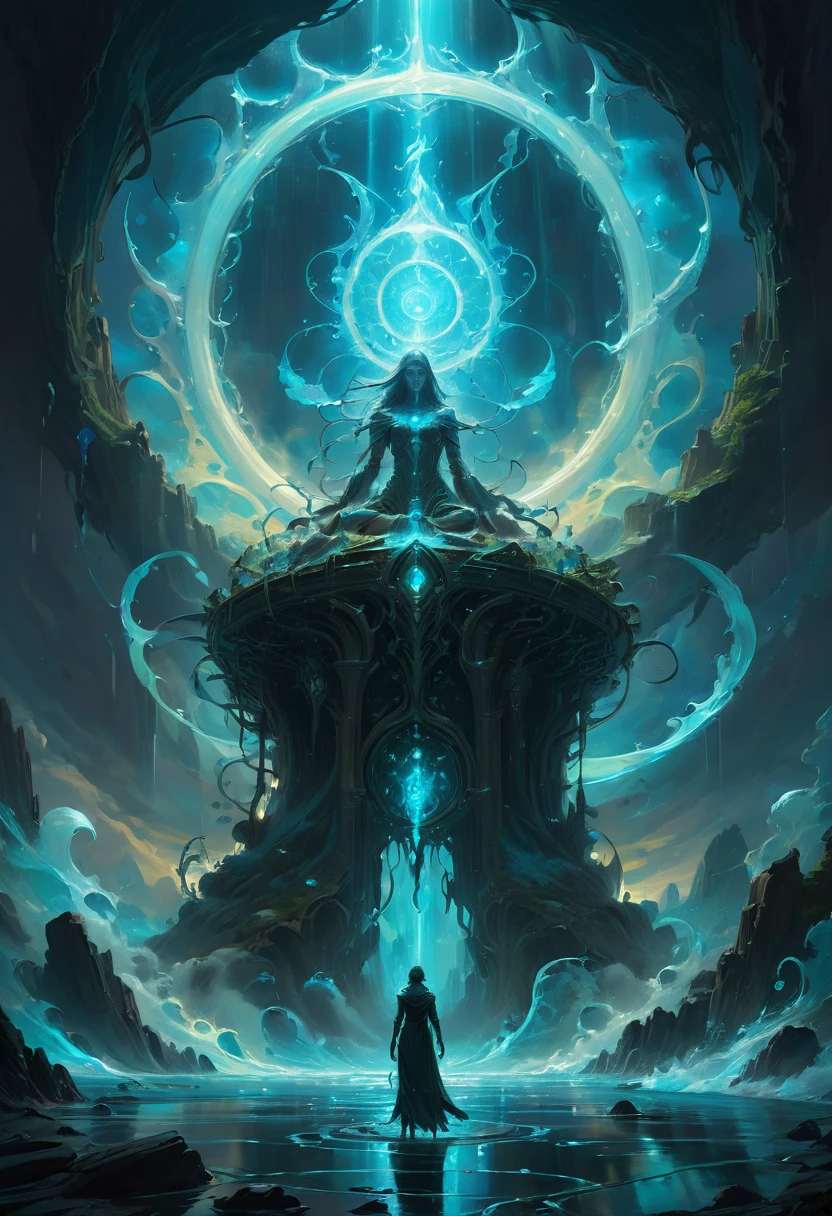 Magic Circle, Exaggerated energy, fantasy concept art, Bioluminescence, Surrealist, Ethereal, by Noah Bradley, (best quality, masterpiece, Representative work, official art, Professional, Ultra intricate detailed, 8k:1.3)