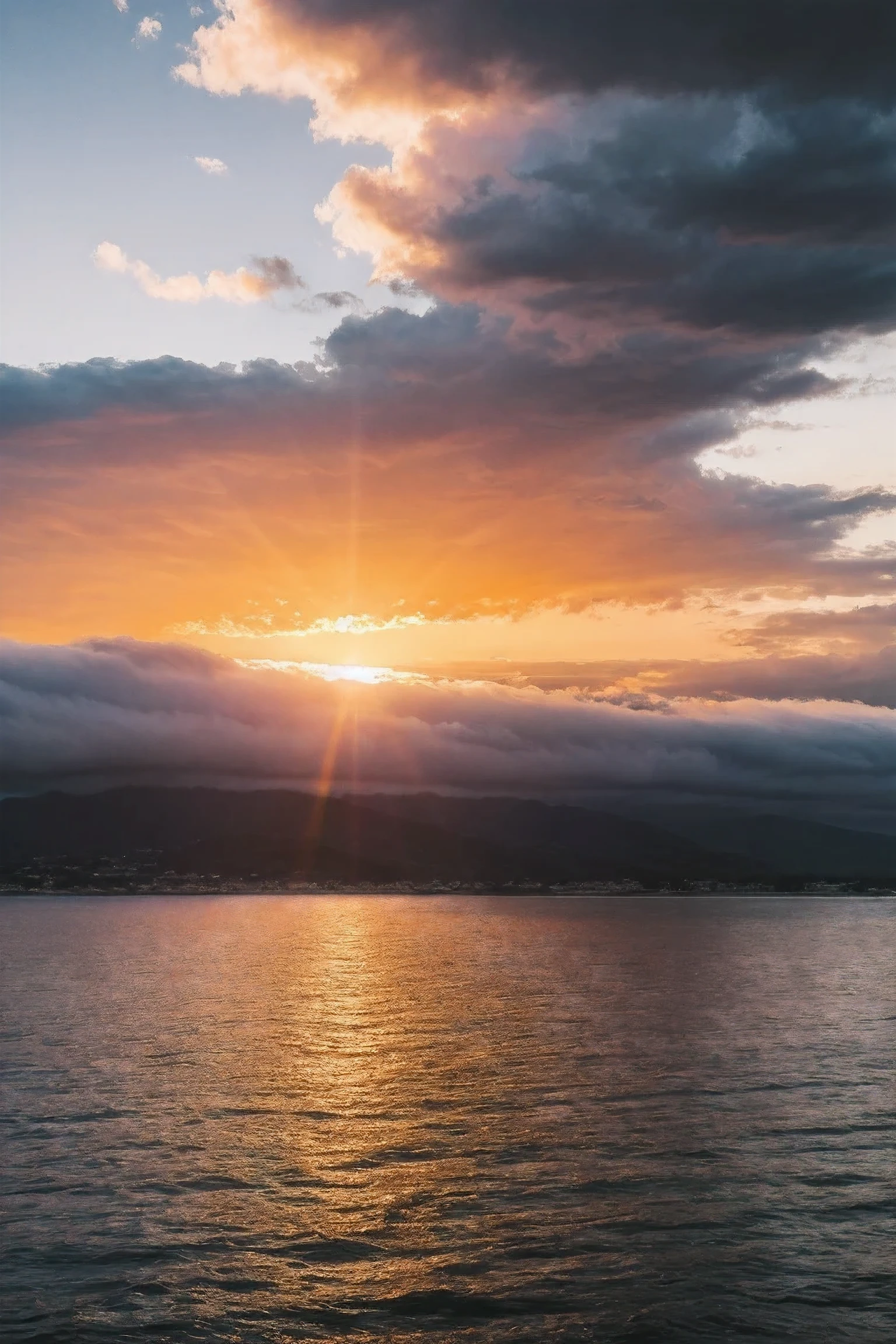 cloud,cloudy Sky,horizon,Mountain,no humans,ocean,Outdoor activities,actual,landscape,Sky,Sunset,vessel,