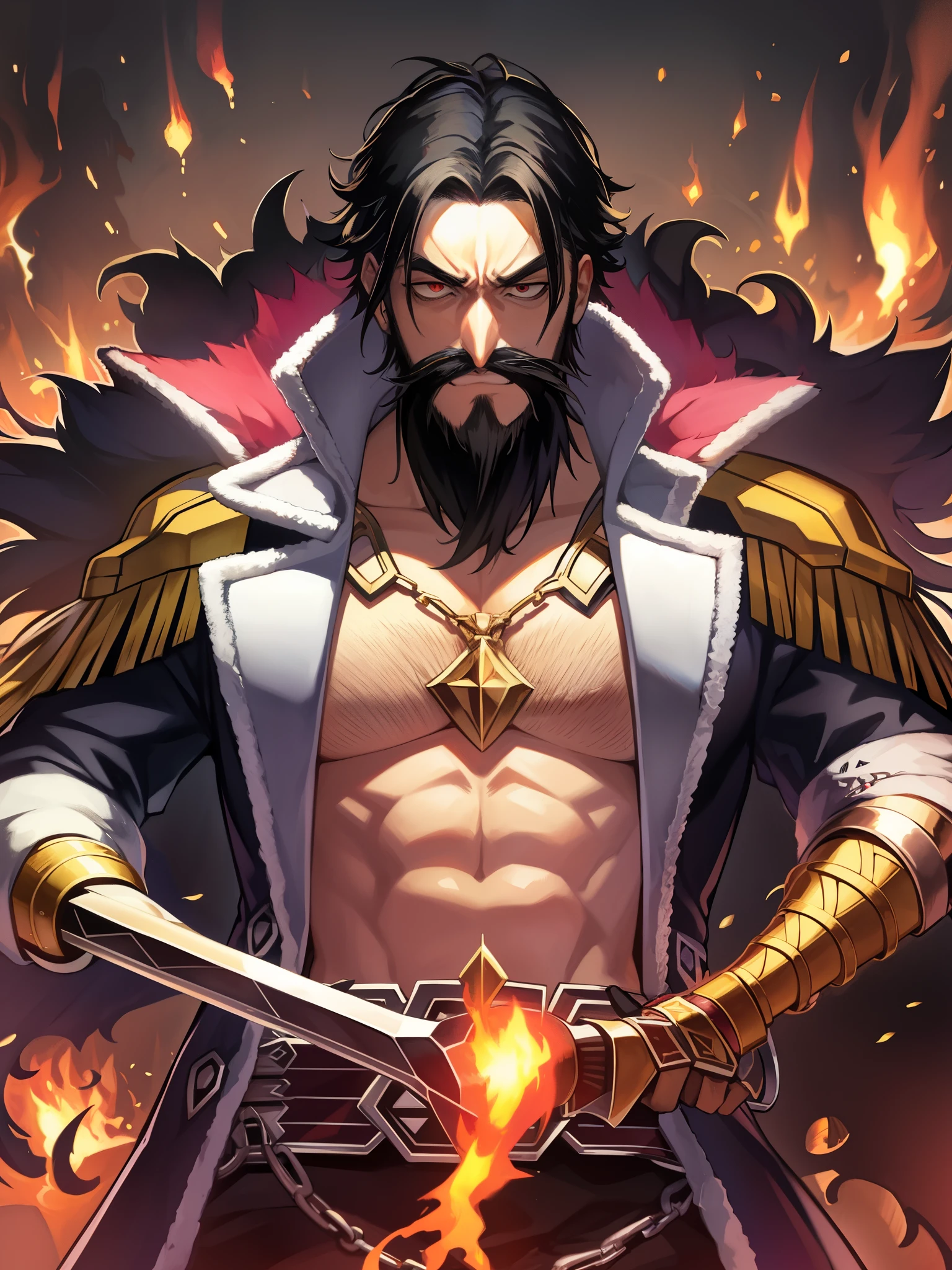 Fate/Grand/Order、caribbean、black beard、edward teach、black hair、black beard、black cloak、red pants、golden necklace、middle-aged otaku、creepy otaku、（（（clawed man）））+++、「My anger is ecstatic！」、「Go degozaru Go degozaru！Even my proud cannon was in trouble.！？『queen anne&#39;s revenge（queen anne&#39;s revenge）』Age of Discovery、big pirate、Big Villain、black beard海賊団、big giant、muscular、Hakiage and charisma as a big pirate、（（Boat：Queen Anne&#39;s Revenge））、I、Dufufufu、「I couldn&#39;t find a chance to rest my head until just before I died.」「A wise man playing a fool」、For a rich beard、There are fuse wires woven in here and there.、rotten々The glowing eyes are said to be exactly that of the goddess of hell.。Sometimes he shows his fangs to his subordinates on a whim.、Therefore, his subordinates feared him as the devil incarnate.。Twenty sword wounds、Even after receiving five bullets, he continued to fight with an angry expression on his face.、It is said that he finally gave out and died while loading his gun.。