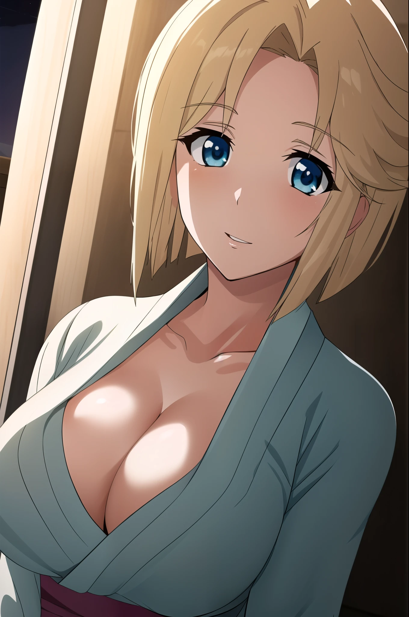 (night:1.7), Japan, Tokyo, City view, in front of the window,
standing at attention,In a room with a wall and door behind her,Upper body,
white clothes,long sleeve,cleavage, clavicle, kimono, kimono,
blonde hair, blue eyes,short hair,
1 girl, 24-years-old,mature woman,beautiful Finger,beautiful long legs,beautiful body,beautiful Nose,beautiful character design, perfect eyes, perfect face,
looking at the viewer, in the center of the image,
NSFW,official art,Highly detailed CG Unity 8k wallpaper, perfect lighting,colorful, bright_front_face_lit,
(masterpiece:1.0),(Highest_quality:1.0), 超High resolution,4k,super detailed,
photograph, 8k, HDR, High resolution, disorganized:1.2, kodak portrait 400, film grain, blurred background, Bokeh:1.2, Lens flare, (lively_color:1.2)
(beautiful,big_chest:1.4), (beautiful_face:1.5),(narrow_waist),