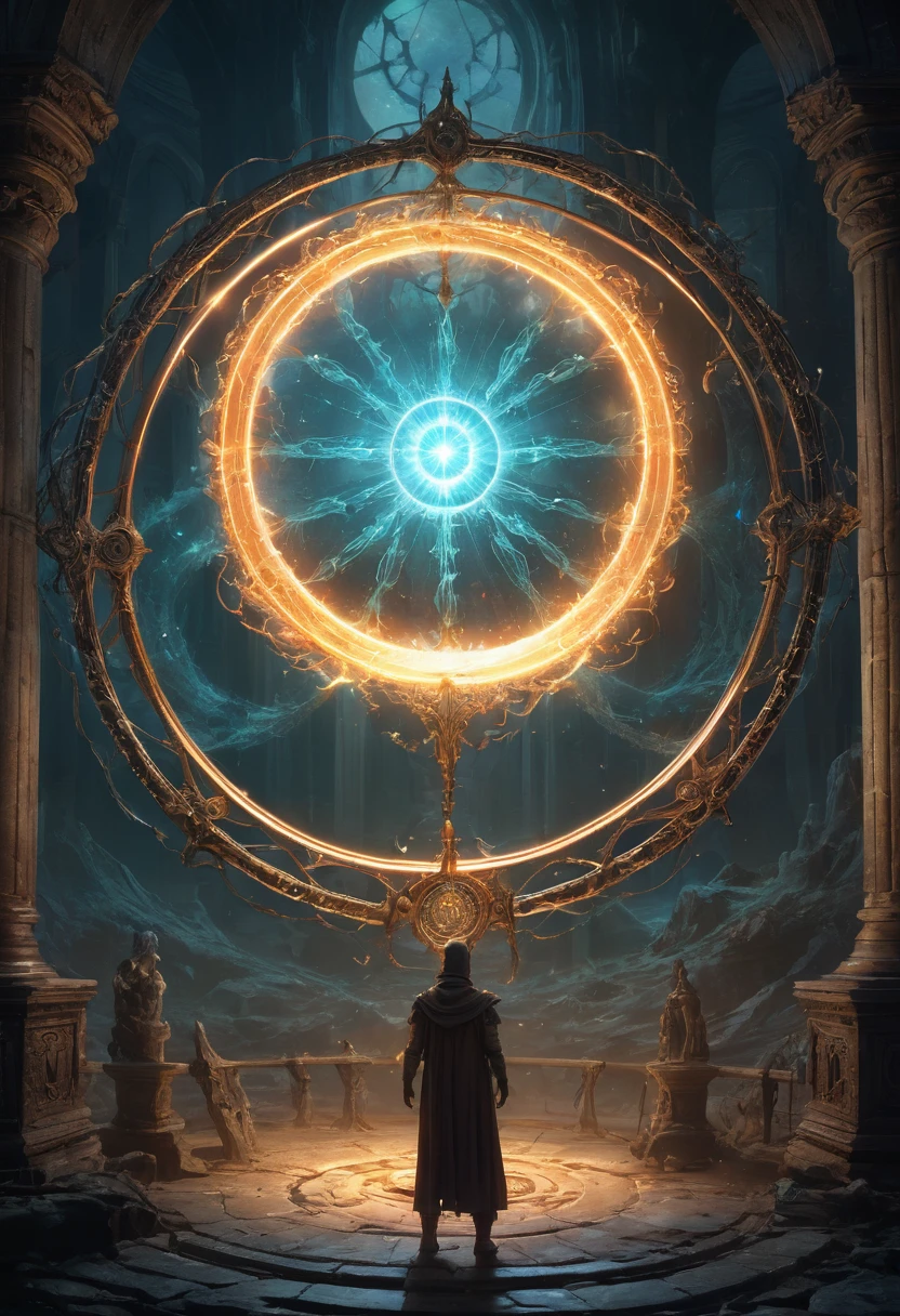 Magic Circle, Exaggerated energy, fantasy concept art, luminescence, by Michal Kváč, (best quality, masterpiece, Representative work, official art, Professional, Ultra intricate detailed, 8k:1.3)