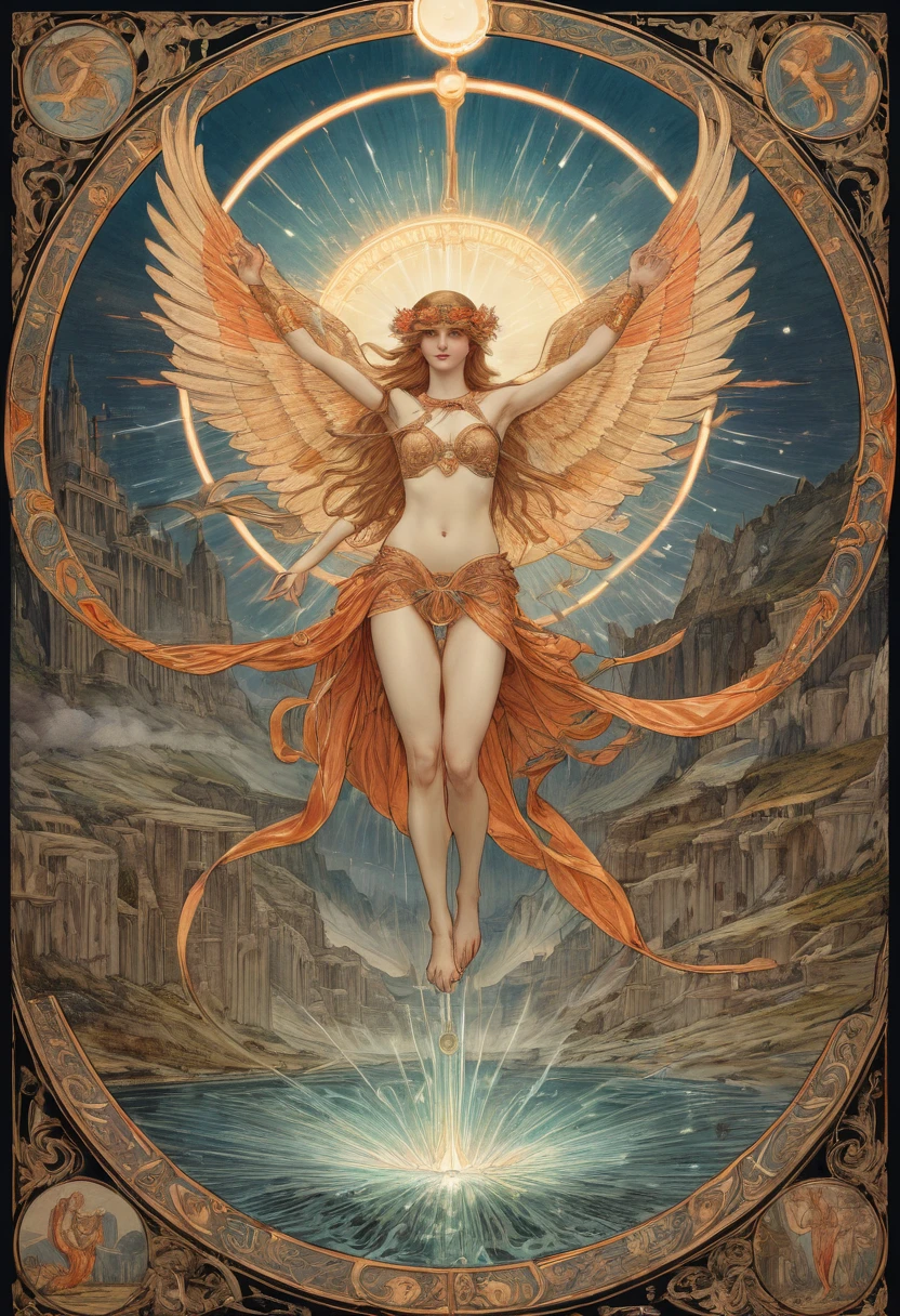 Magic Circle, Exaggerated energy, fantasy concept art, luminescence, by Walter Crane, (best quality, masterpiece, Representative work, official art, Professional, Ultra intricate detailed, 8k:1.3)