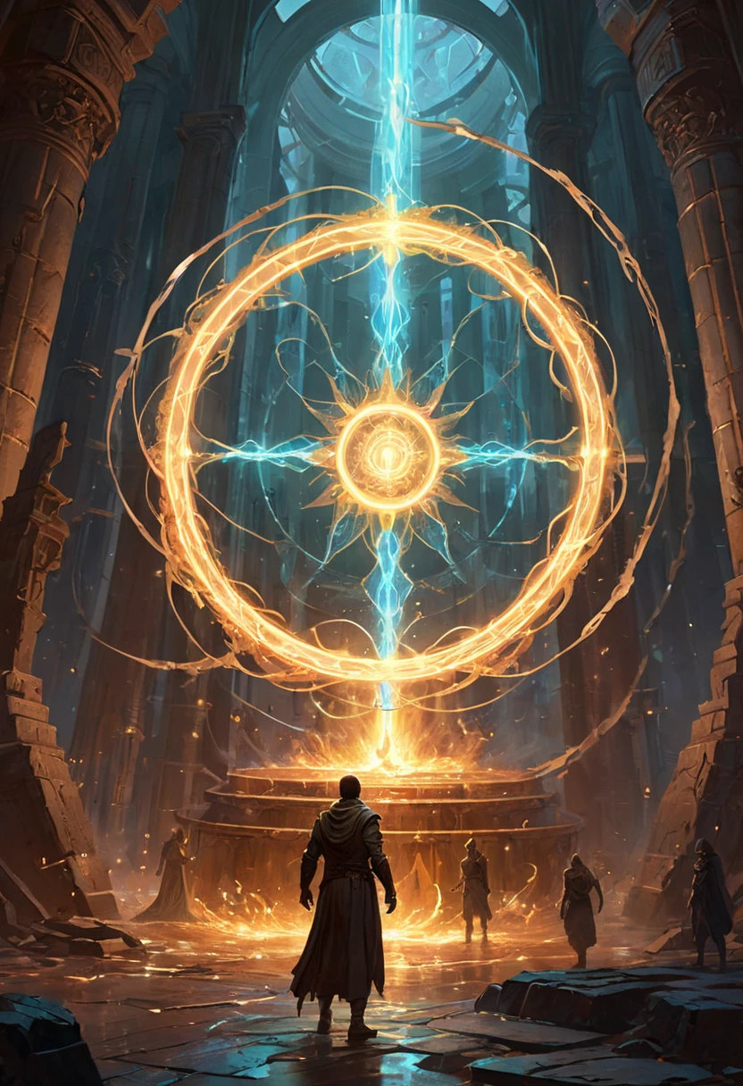 Magic Circle, Exaggerated energy, fantasy concept art, luminescence, by Noah Bradley, (best quality, masterpiece, Representative work, official art, Professional, Ultra intricate detailed, 8k:1.3)