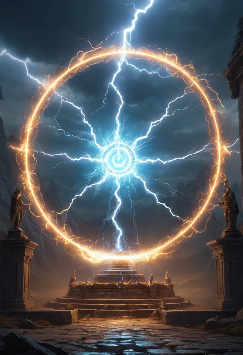 Magic Circle, Exaggerated energy, fantasy concept art, luminescence, lightning, by Michal Kváč, (best quality, masterpiece, Representative work, official art, Professional, Ultra intricate detailed, 8k:1.3)