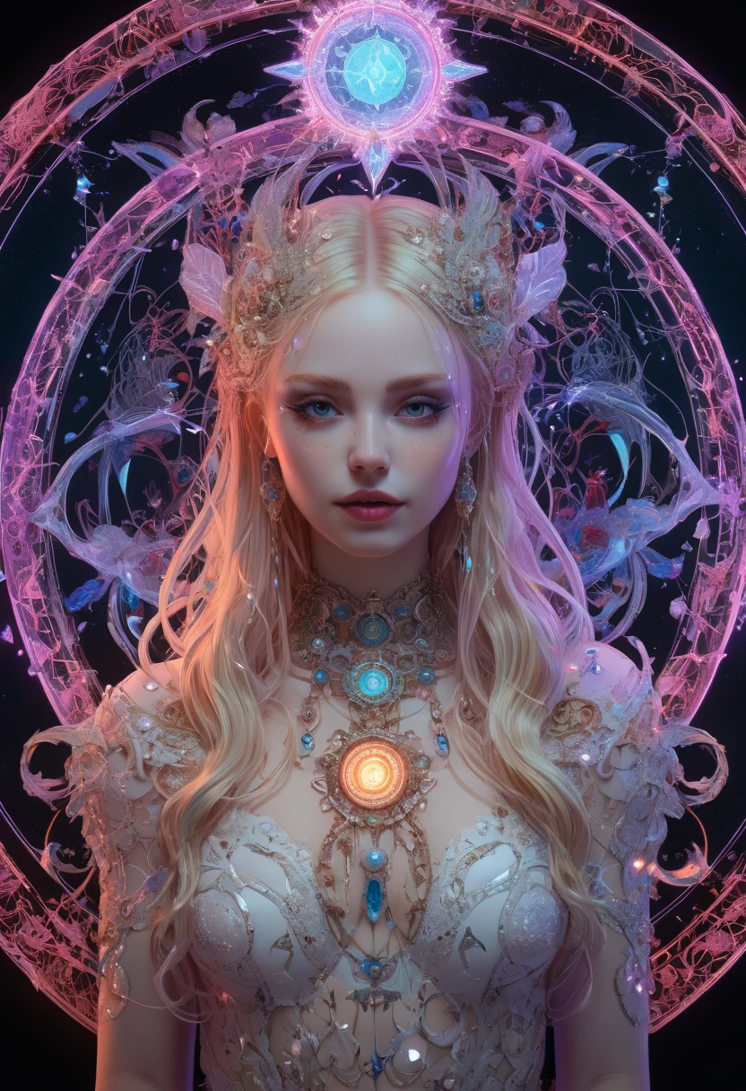 Magic Circle, Exaggerated energy, fantasy concept art, luminescence, by Del Kathryn Barton, (best quality, masterpiece, Representative work, official art, Professional, Ultra intricate detailed, 8k:1.3)