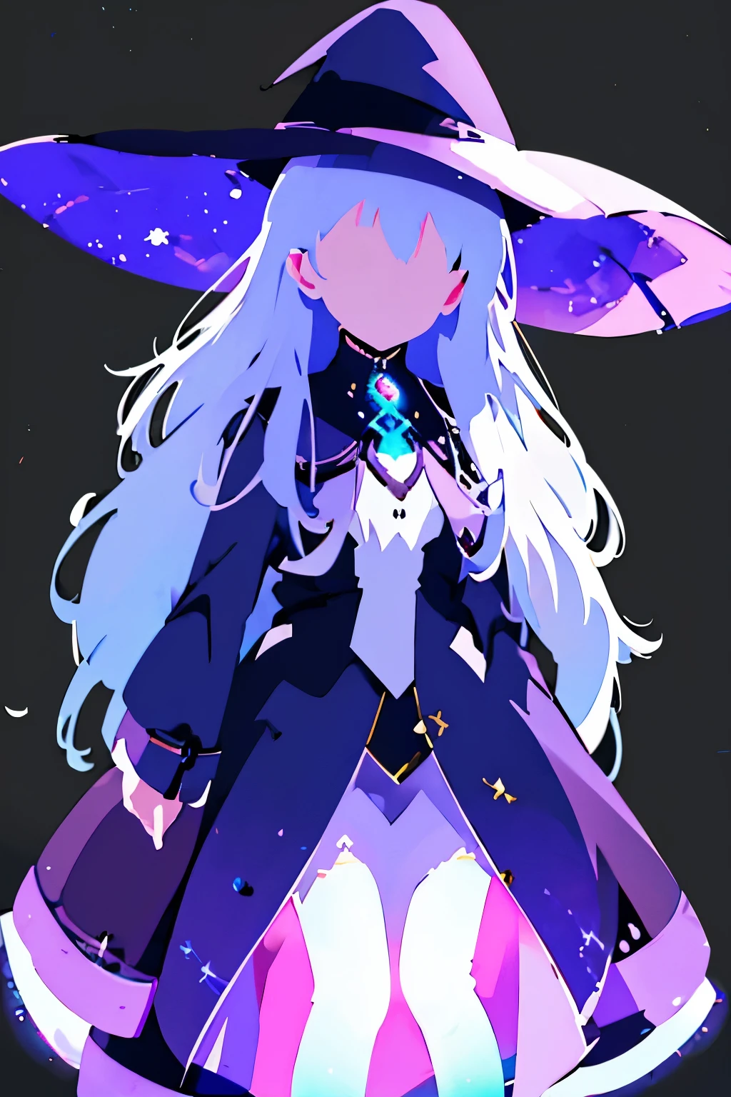 Super shiny hologram metallic clear magical circle, ancient latters、bold pose、perfect lighting、Holographic metallic clear bodysuit, A girl with long silver hair wearing a witch hat stands alone in an outdoor scene. The sky is filled with fluffy clouds, creating a beautiful backdrop. The girl's hair is intricately detailed, flowing freely in the gentle breeze. Her witch hat is adorned with intricate patterns and adds a touch of mystery to her appearance. The sky above is a vibrant shade of blue, with scattered clouds creating a dreamy atmosphere. The day is bright and sunny, casting a warm glow on the surroundings. As the girl gazes upwards, she is captivated by the sight of a crescent moon visible amidst the daylight. A bird flies gracefully across the sky, adding to the sense of tranquility. This artwork is a masterpiece, with ultra-detailed features that bring the scene to life. The artwork showcases the beauty of nature and the enchantment of the witch's world.