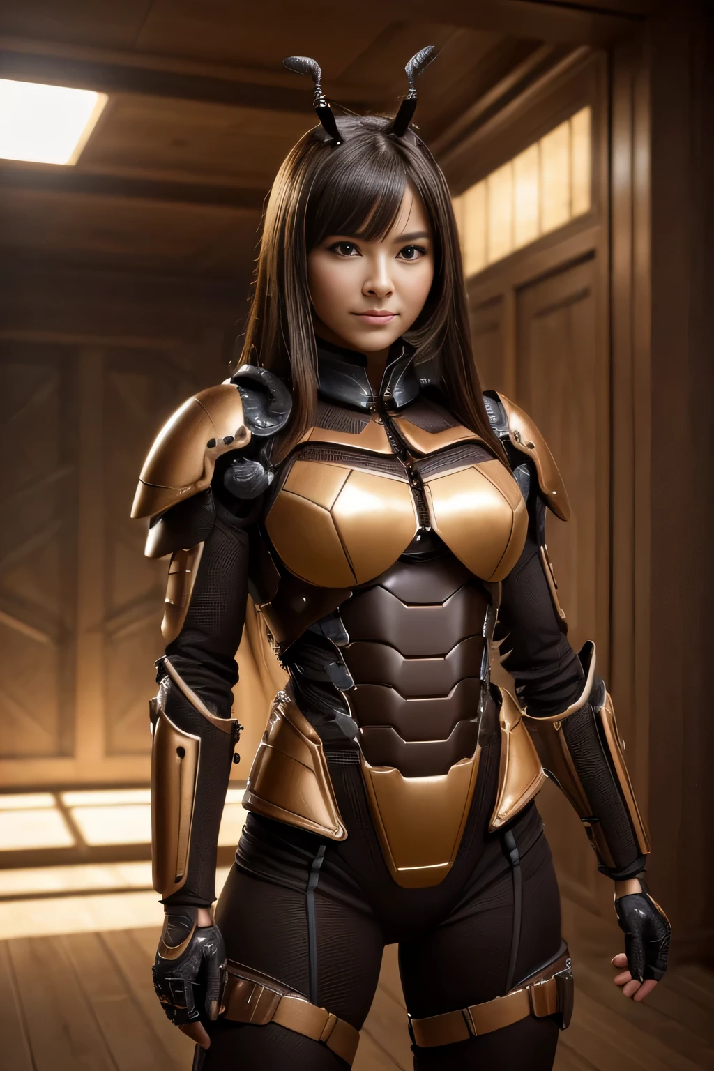 (High resolution,masterpiece,highest quality,Very detailed CG, anime, official art:1.4), realistic, photograph, amazing detail, everything is complicated, shiny and glossy,Amazing number of layers, 8K wallpaper, 3D, sketch, cute, figure,( alone:1.4), perfect female proportions,villain&#39;s daughter, (Fusion of dark brown cockroach and lady:1.4), (brown cockroach woman:1.2), (brown cockroach woman:1.2), (Fusion:1.2), (alone:1.4), (evil smile:1.2), muscular, abs, (Cockroach brown exoskeleton bio insect suit:1.4), (Cockroach brown exoskeleton bio insect armor:1.2), (brown transparent cockroach feathers:1.4), (Antennae of brown cockroaches:1.3),
