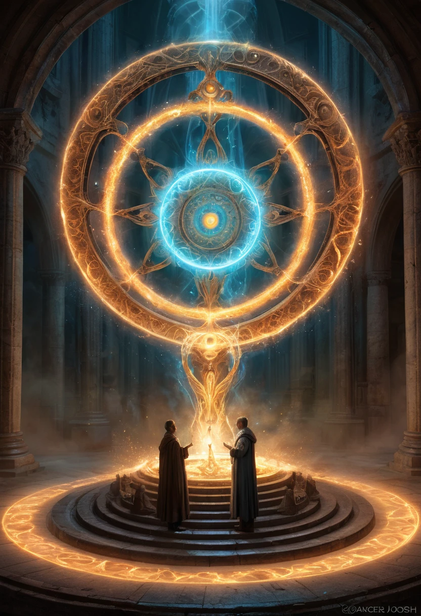 Magic Circle, Exaggerated energy, fantasy concept art, luminescence, newest, by Rodney Joseph Byrne, (best quality, masterpiece, Representative work, official art, Professional, Ultra intricate detailed, high detail:1.3)