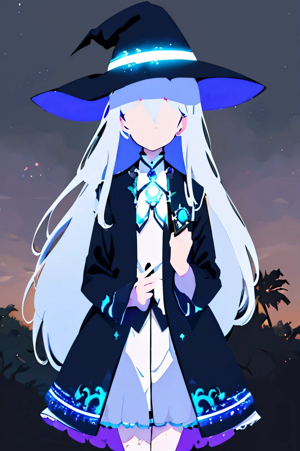 ((magical circle, ancient latters)), bold pose, perfect lighting, A girl with long silver hair wearing a witch hat stands alone in an outdoor scene. The girl's hair is intricately detailed, flowing freely in the gentle breeze. heHer witch hat is adorned with intricate patterns and adds a touch of mystery to her appearance. sky above is a vibrant shade of blue,This artwork is a masterpiece, with ultra-detailed features that bring the scene to life. The artwork showcases the beauty of nature and the enchantment of the witch's world.