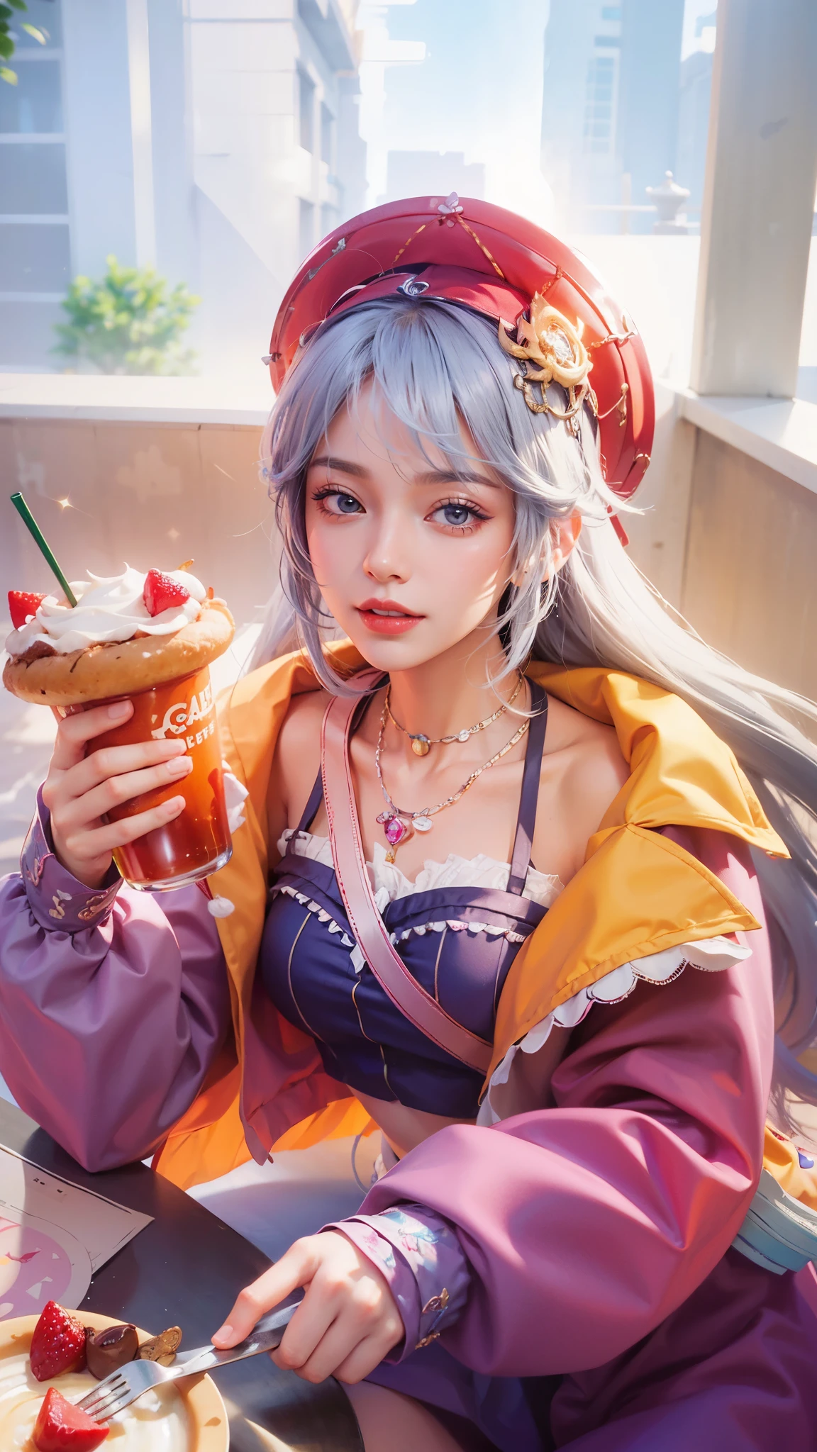 a close up of a woman wearing a red hood like a ruby wearing a patch over one eye, shadowbringers cinematic, 4 k detail fantasy, a beautiful fantasy empress, game cg, xianxia fantasy, xianxia hero, 2. 5 d cgi anime fantasy artwork, cinematic goddess close shot, ruan jia and artgerm, wow 4 k detail fantasy, hyperdetailed fantasy character, smile