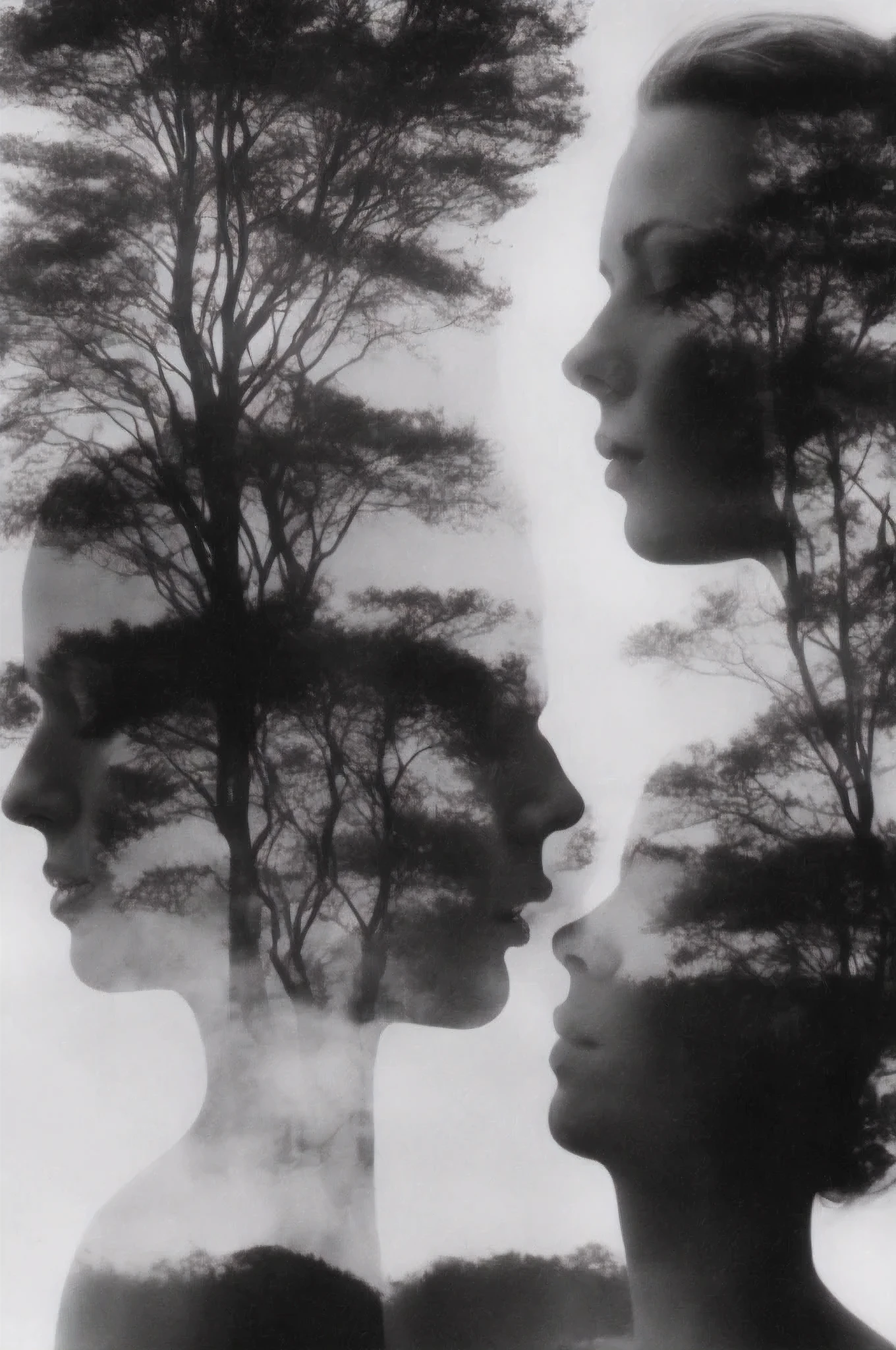 black and white double exposure, manhattan, RoxieCipher smoking a (smkingdang-step-220:1.1), surrealism, nautilus, 1950s, jean-luc godard , french new wave