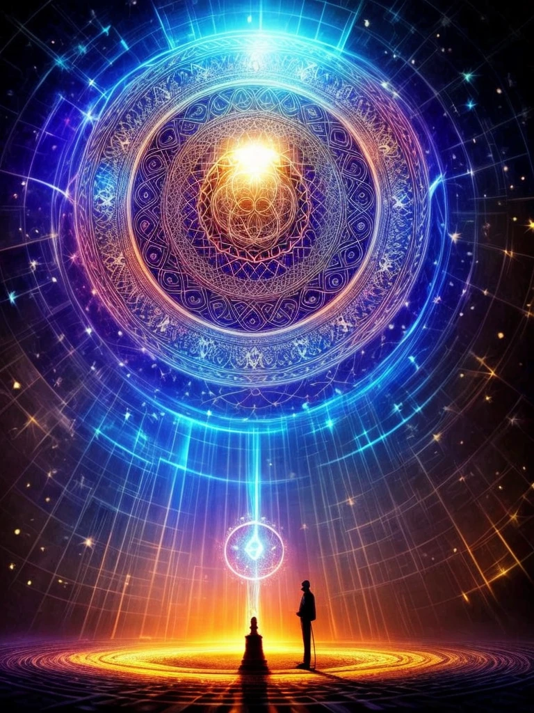 Power beyond reality The magic circle shows power beyond reality,Their presence makes magic possible. Summoning rituals. Magic circles are a key element of summoning rituals.,Their design and structure serve to channel and control the power of magic。
The pulsation of magic. The energy flow and pulsation in the magic circle make people feel a kind of magic and power. The magic is filled with intricate, surreal, fantasy, art, light and shadow art, mysterious atmosphere, high definition.,best quality, Very detailed, masterpiece, official art, Lighting effects