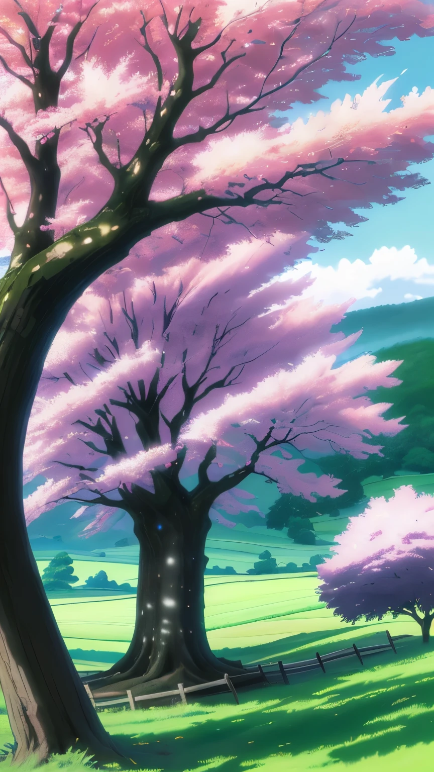 anime scene of a person sitting under a tree in a field, anime nature wallpap, anime nature, anime background, anime landscape wallpaper, beautiful anime scenery, anime landscape, anime countryside landscape, anime scenery, anime beautiful peace scene, beautiful anime scene, anime background art, makoto shinkai!, anime lush john 8k woods, anime movie background