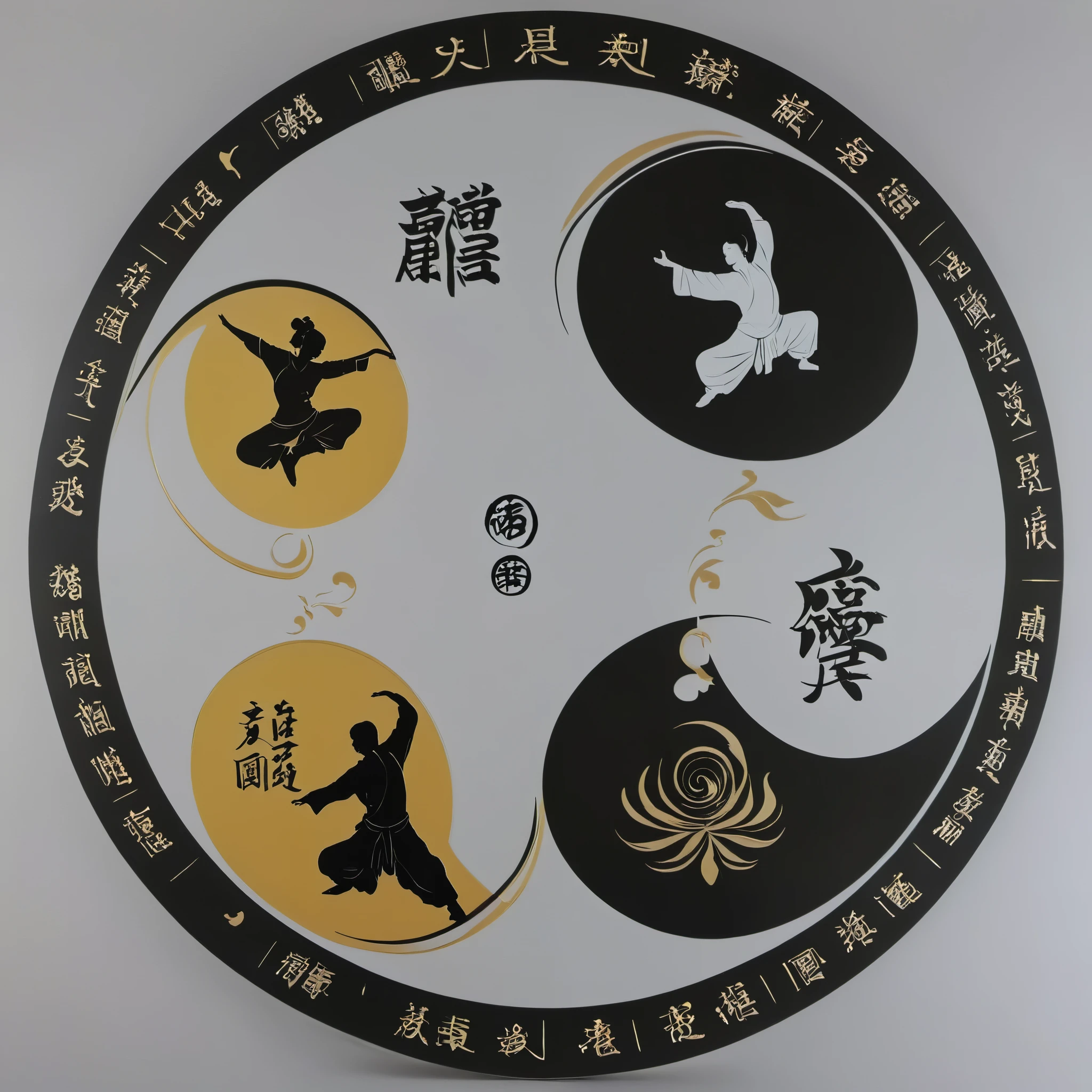 Acrylic painting style,Tai Chi Yin Yang Bagua Diagram,magic circle,best quality,4k,8k,high resolution,masterpiece:1.2,Super detailed,actual,acrylic style,Tai Chi, yin yang, Gossip,3d rendering,Female Taoist practicing yoga,Light and shadow photography,