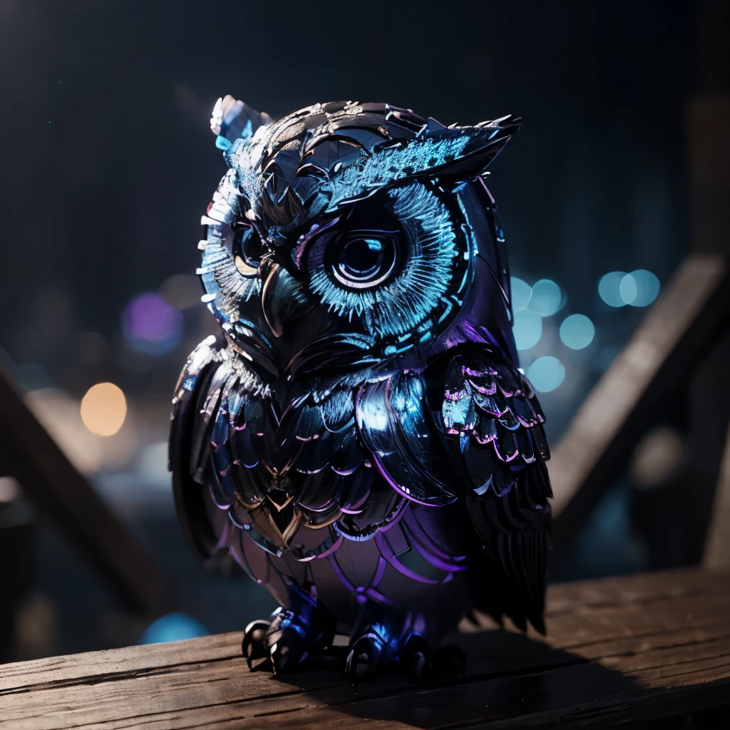 A cute and adorable crystal majestic owl , crafted with intricate and trendy concept art. The image is designed with 8k resolution and high definition with cinema purple turquoise hues, with shimmering gleam,
exquisite detail, enchanted mystical magical vibration,providing a close-up view that showcases the high level of detail. It’s rendered to reflect the quality you’d expect from CGS Society’s ultra-high-definition, 4D cinema rendering ultra sharpened detail, extra realistic