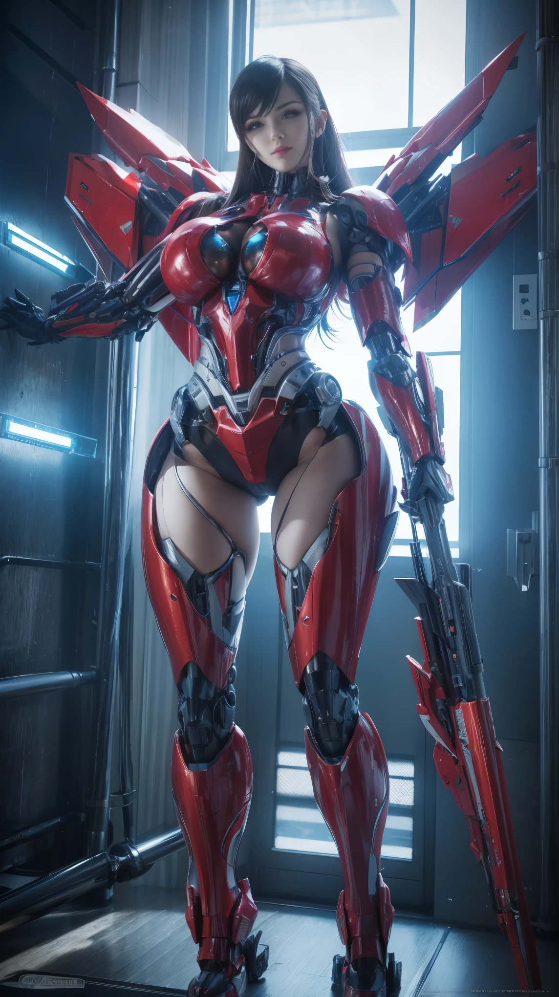 Textured skin, Super Detail, high details, High quality, Best Quality, hight resolution, 1080p, hard disk, Beautiful,(Arcee),beautiful cyborg woman,Mecha Cyborg Girl,Battle Mode,Girl with a Mecha Body,She wears a futuristic Transformers mech,Female Warrior,fully body photo