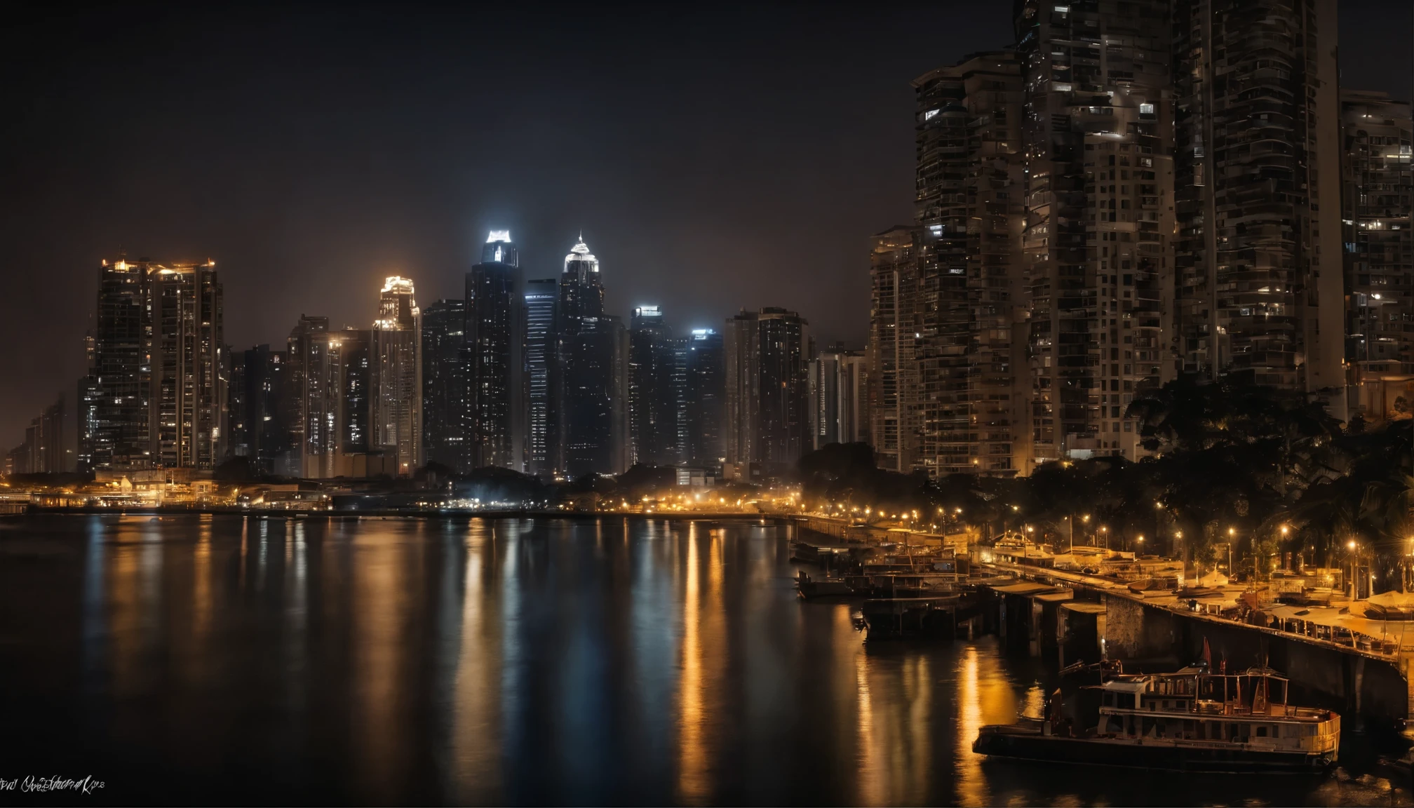 The Mumbai skyline at night showing tall buildings in great detail