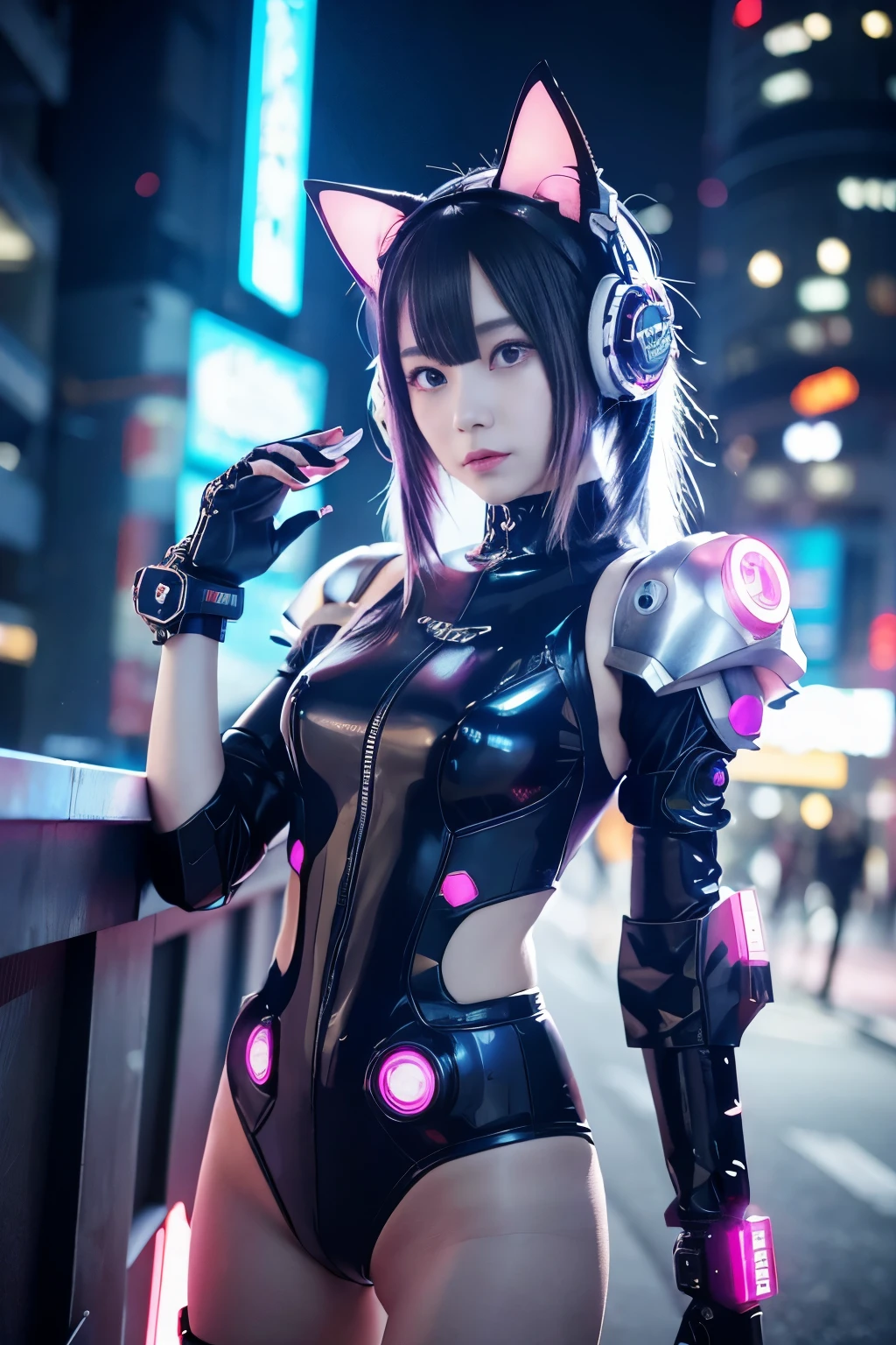 Anime girl in futuristic costume with cat ears and headphones, cute cyborg girl, digital cyberpunk anime art, cyberpunk anime girl mech, female cyberpunk anime girl, cyberpunk anime girl, beautiful girl cyborg, perfect android girl, anime cyberpunk art, portrait anime space cadet girl, dreamy cyberpunk girl, Digital Cyberpunk - Anime Art, Girl wearing mechanical cyber armor, cyberpunk beautiful girl