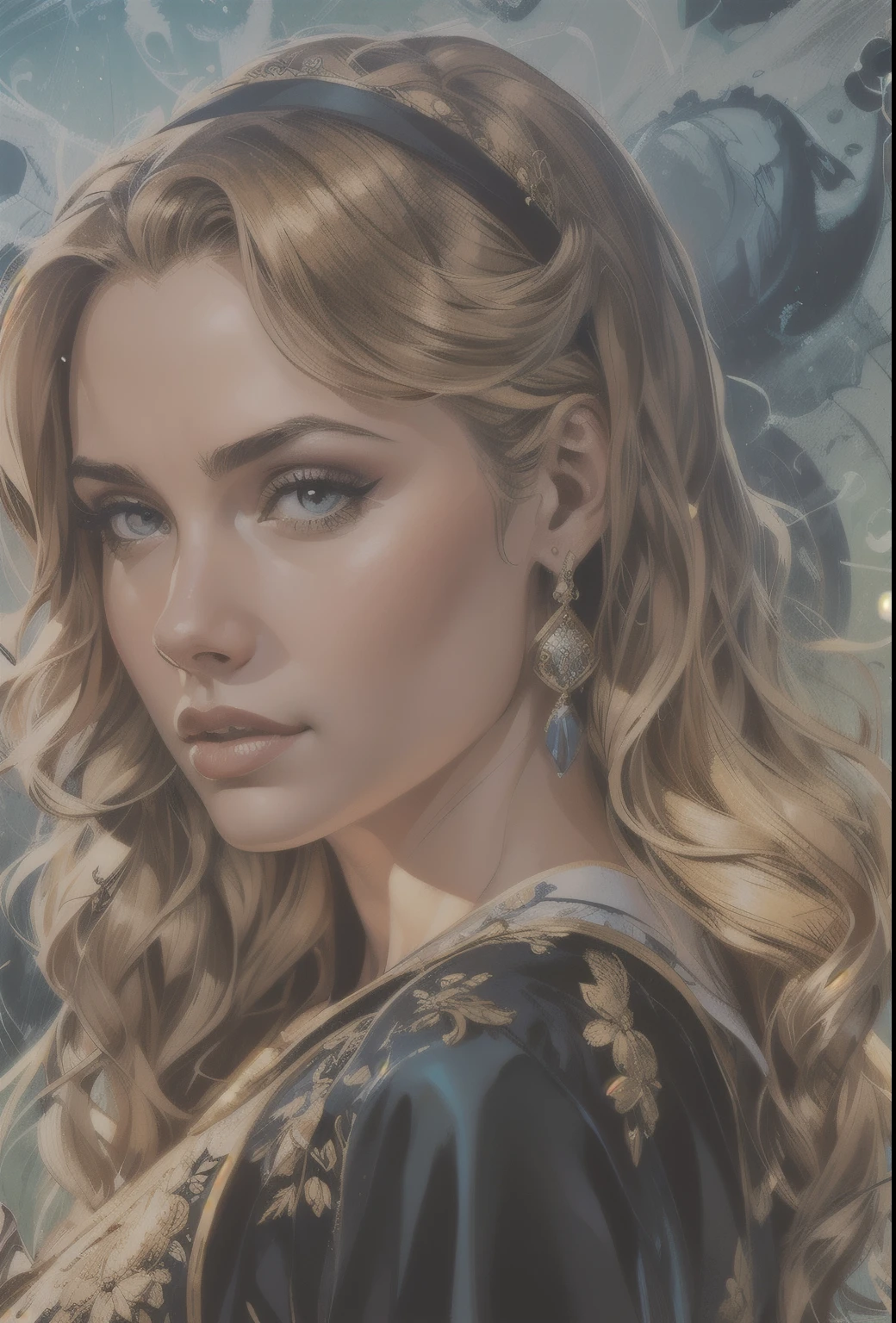 um close do desenho de uma mulher com cabelo comprido, Martin then artwork portrait, detailed illustration portrait, arte vetorial altamente detalhada, bela arte de linha, official illustration, Arte digital detalhada em 4k, belo retrato detalhado, arte de linha requintada, in digital illustration style, retrato altamente detalhado, retrato detalhado de beleza, Martin then, Arte digital altamente detalhada em 4k