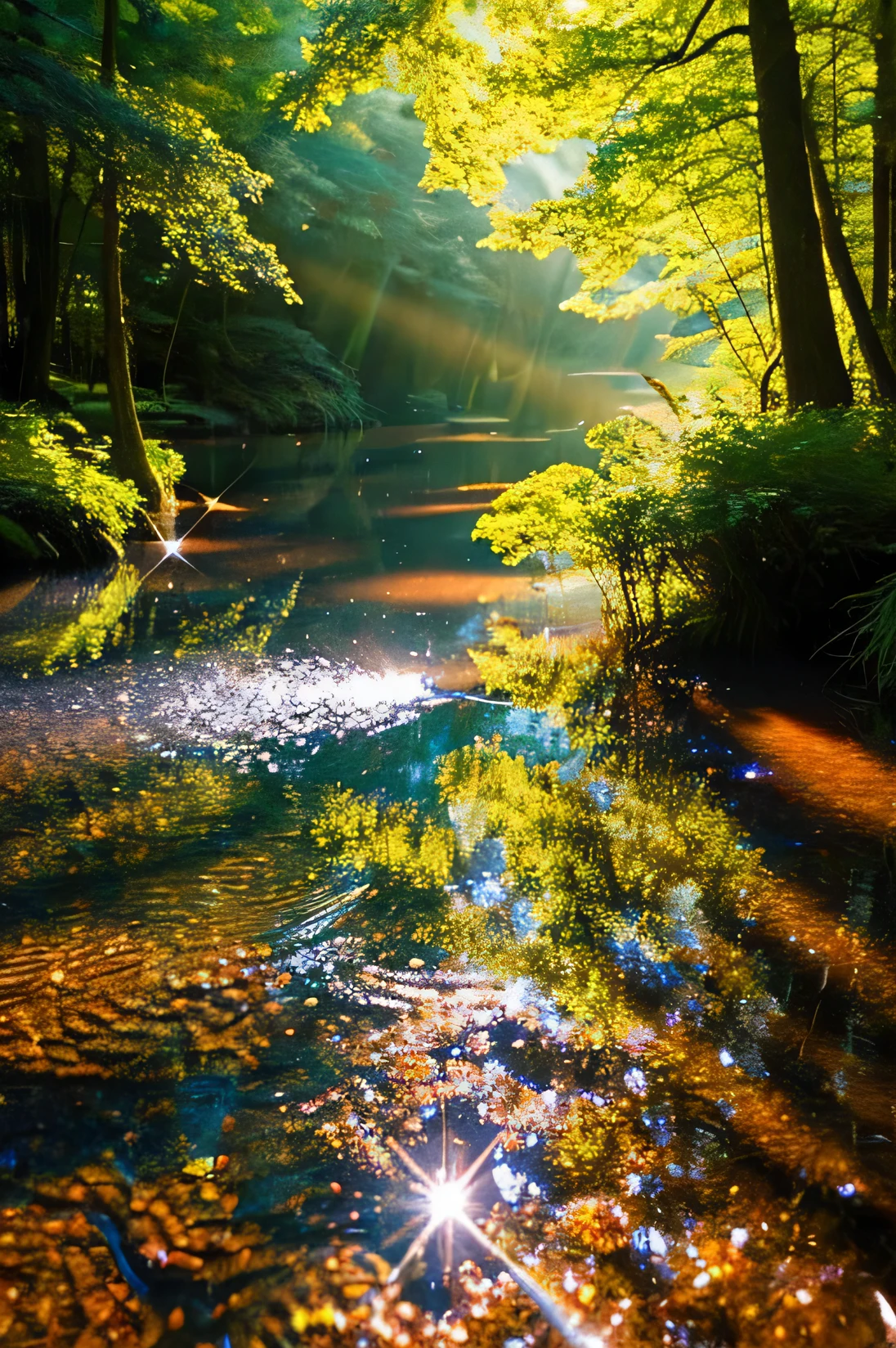In the quiet forest、wood々The light shining through the gap sparkles on the water surface..。