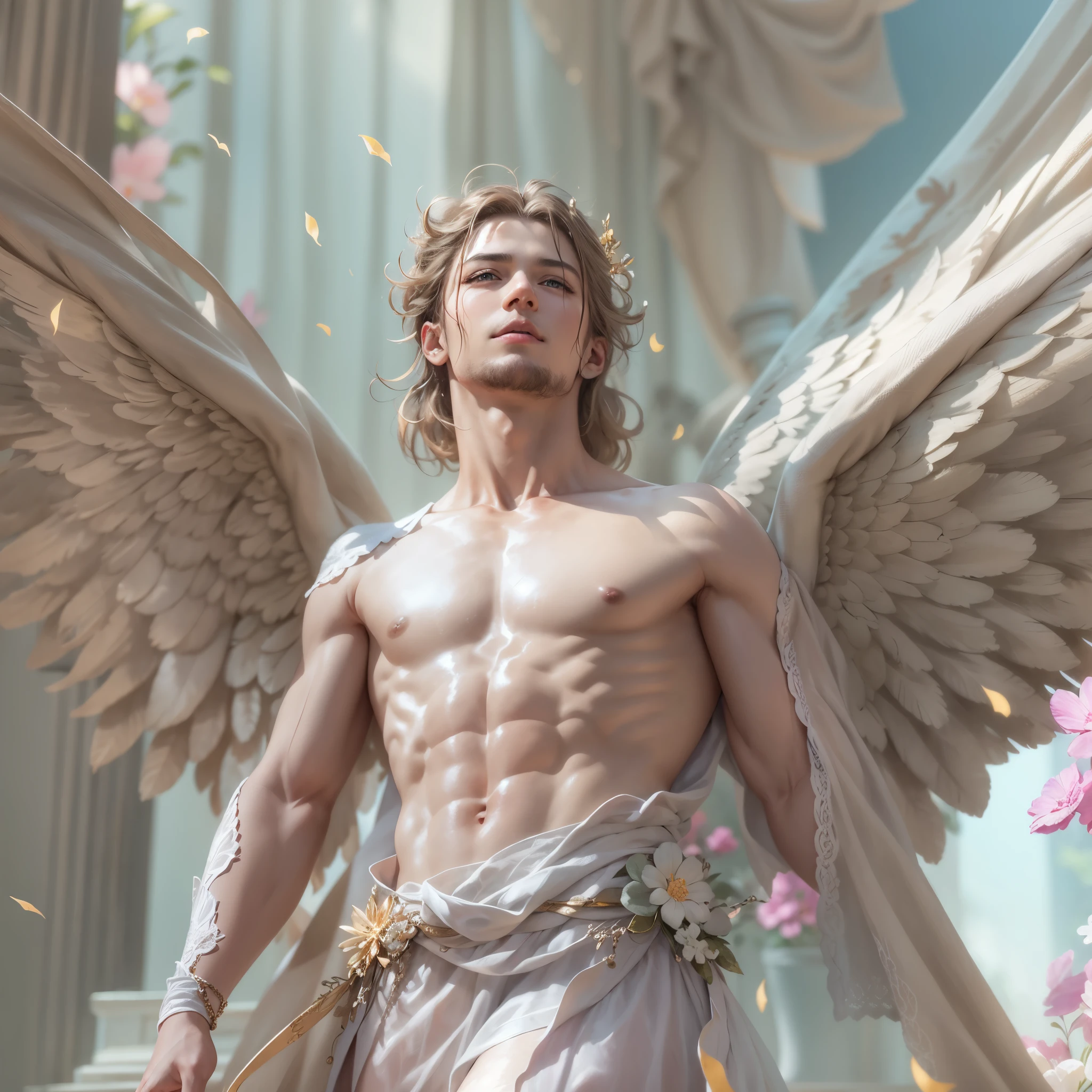 masterpiece, highest quality, 8k, real person, realistic, Very detailed CG, shiny skin, Fully focused, heaven, glory of god, shine, Angel, bless, happiness,