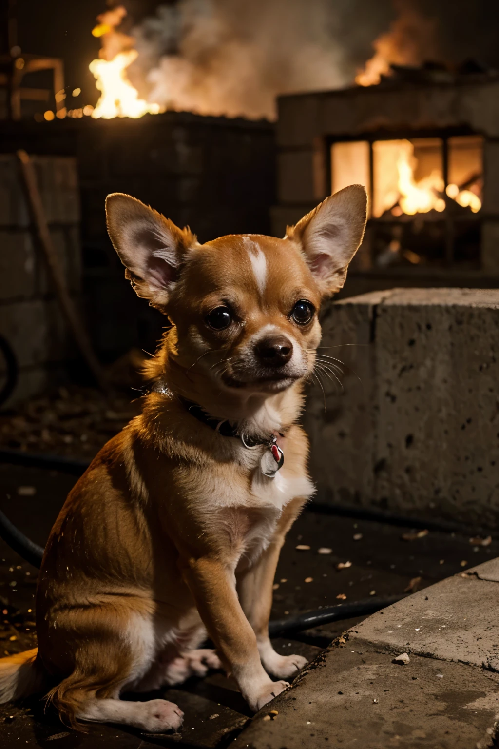 Chihuahua en un incendio