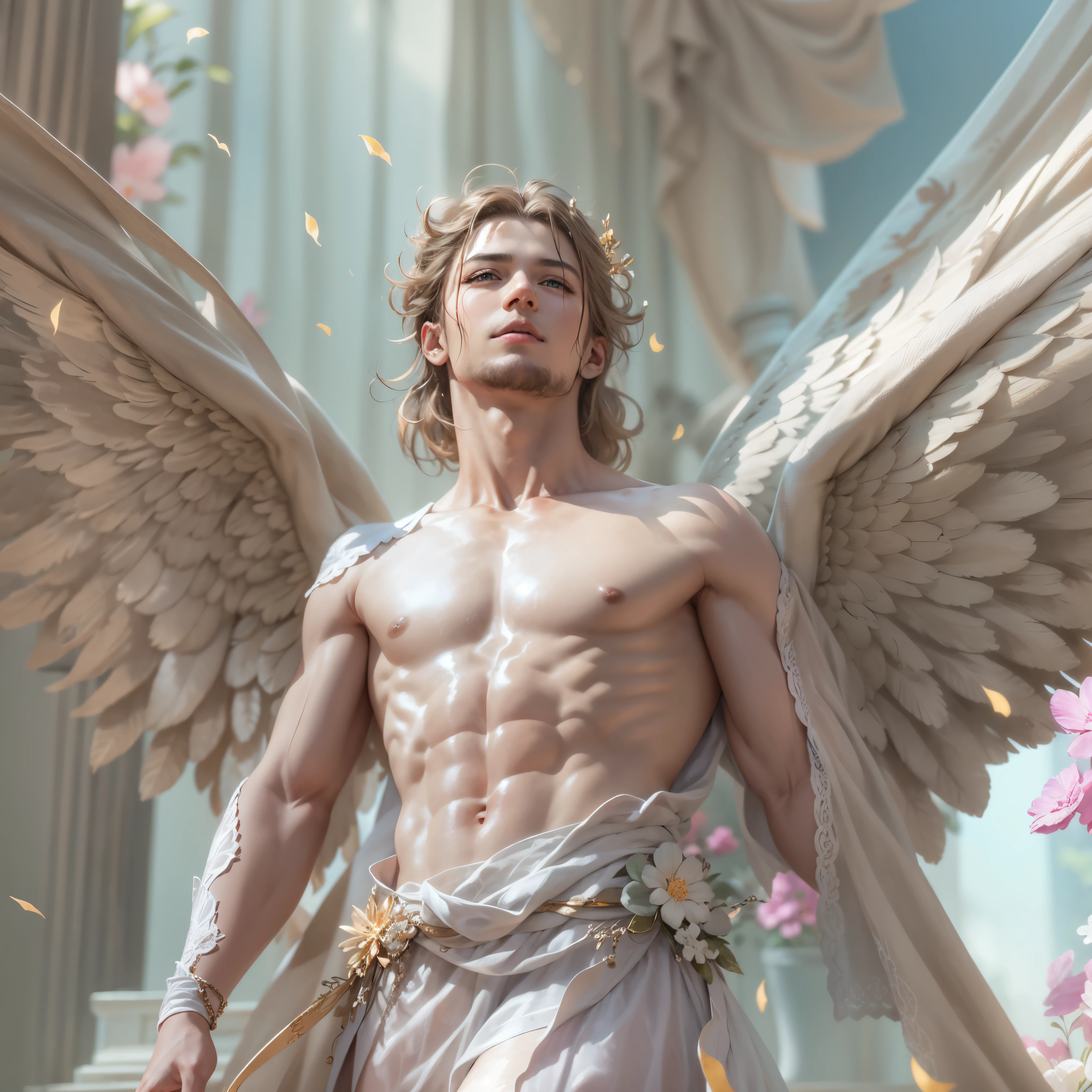 masterpiece, highest quality, 8k, real person, realistic, Very detailed CG, shiny skin, Fully focused, heaven, glory of god, shine, Angel, bless, happiness,