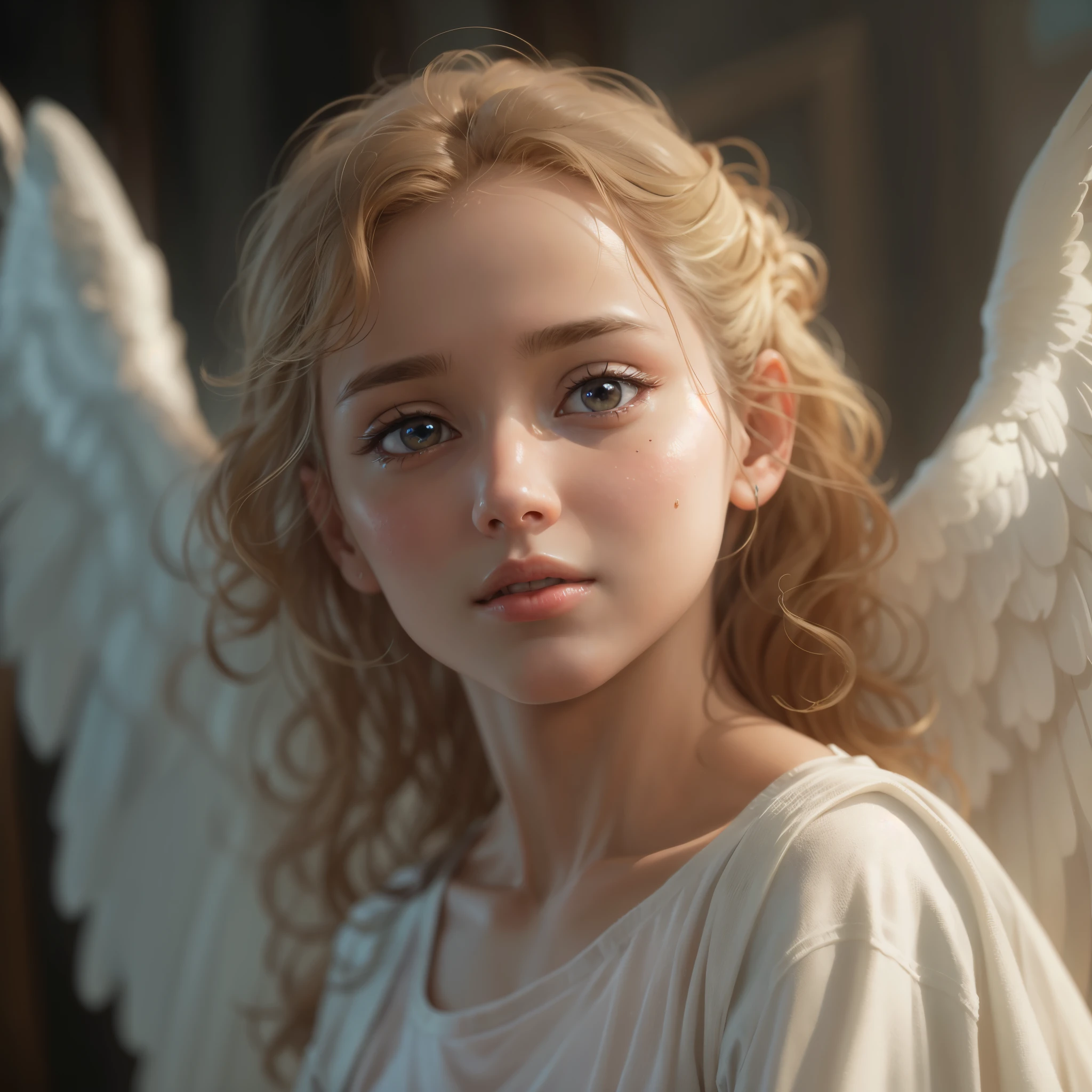 masterpiece, highest quality, 8k, real person, realistic, Very detailed CG, shiny skin, Fully focused, heaven, glory of god, shine, Angel, bless, happiness,