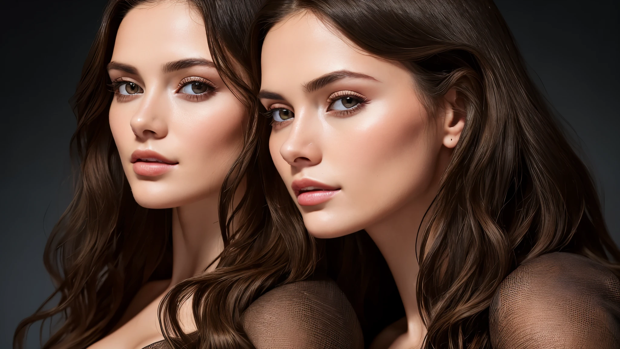 portrait photo of 25 year old European girl, RAW, beautiful woman, semi-open strawberry lip, dimples, wistful expression, (brown hair with extra long wavy), ((detailed face)), ((detailed facial features)), (fine detailed skin), pale skin, (cool color), moist, damp, reflection, (masterpieceShot with Canon EOS R5 (detail) (Realistic photos) (Detailed details) 50mm lens, f/2.8, HDR, (8k) (cinematic lighting) (dramatic lighting) (sharp focus) (complex),gigachad photography, camera pose, 8k uhd, dslr, high quality, Film Stock Photo 4 Kodak Portra 400 Camera F1.6 Lens Rich colors Ultra-realistic textures Dramatic lighting Unreal Engine Art Station Trends Cinestill 800 Tungsten, Toughboy Style, Ultra Focus Face, Intimidating, Combat Position, Black and Long Curly, Muscles, Bursting Veins, Beads, Young woman with open silk shirt, photorealistic, upscale, lint ricate, full body, elegant, highly detailed, very elaborate, photorealistic art, concept art by art, matte, neoartcore, sharp focus, illustration, shiny skin, photorealistic clothes, beautiful face, Symmetrical eyes, symmetrical, beautiful eyes, photorealistic face, perfect face, symmetrical body, photorealistic eyes, safe to work, photorealistic body, photorealistic woman, photorealistic hair, photorelistic mouth, ultra high resolution, best quality, 8K,