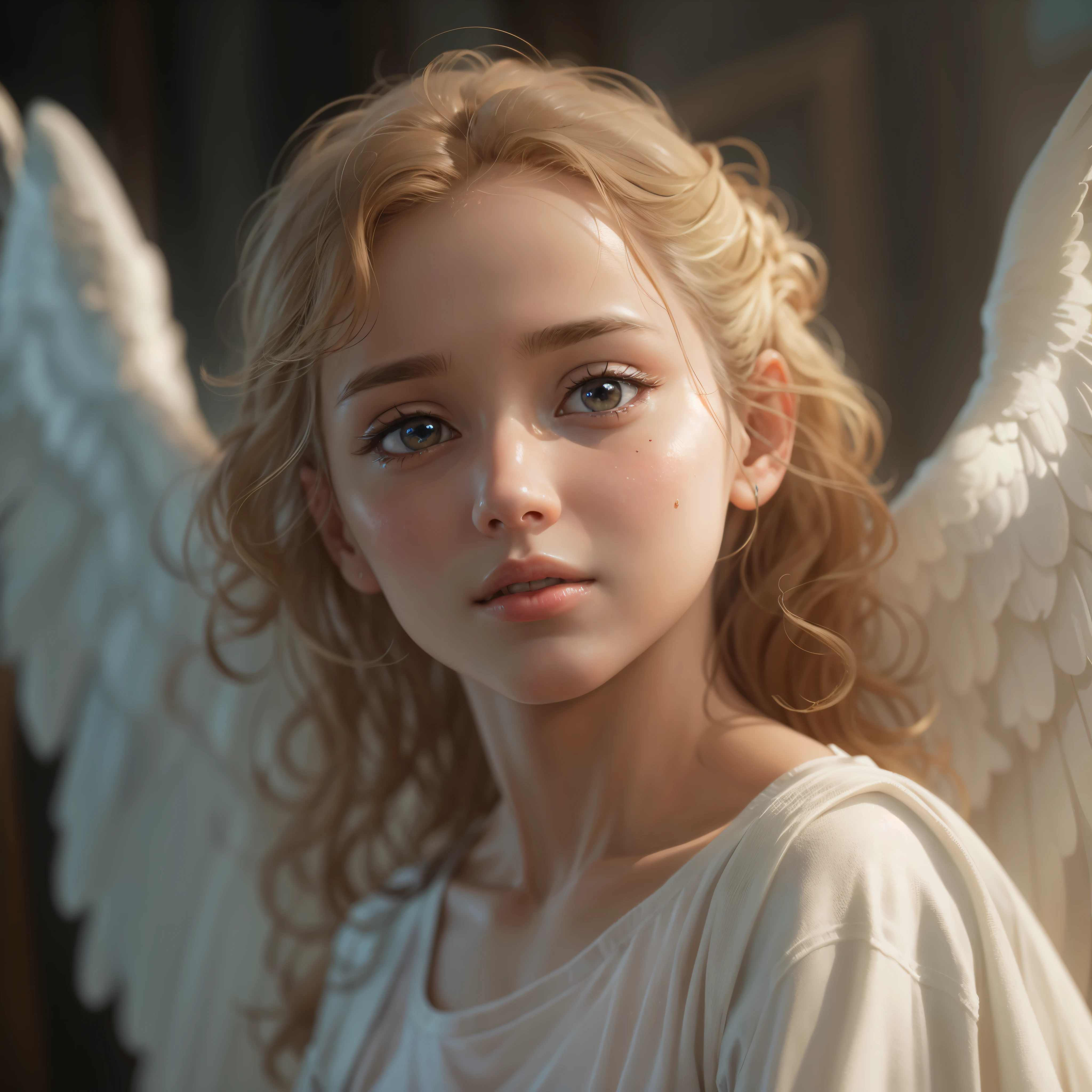 masterpiece, highest quality, 8k, real person, realistic, Very detailed CG, shiny skin, Fully focused, heaven, glory of god, shine, Angel, bless, happiness,