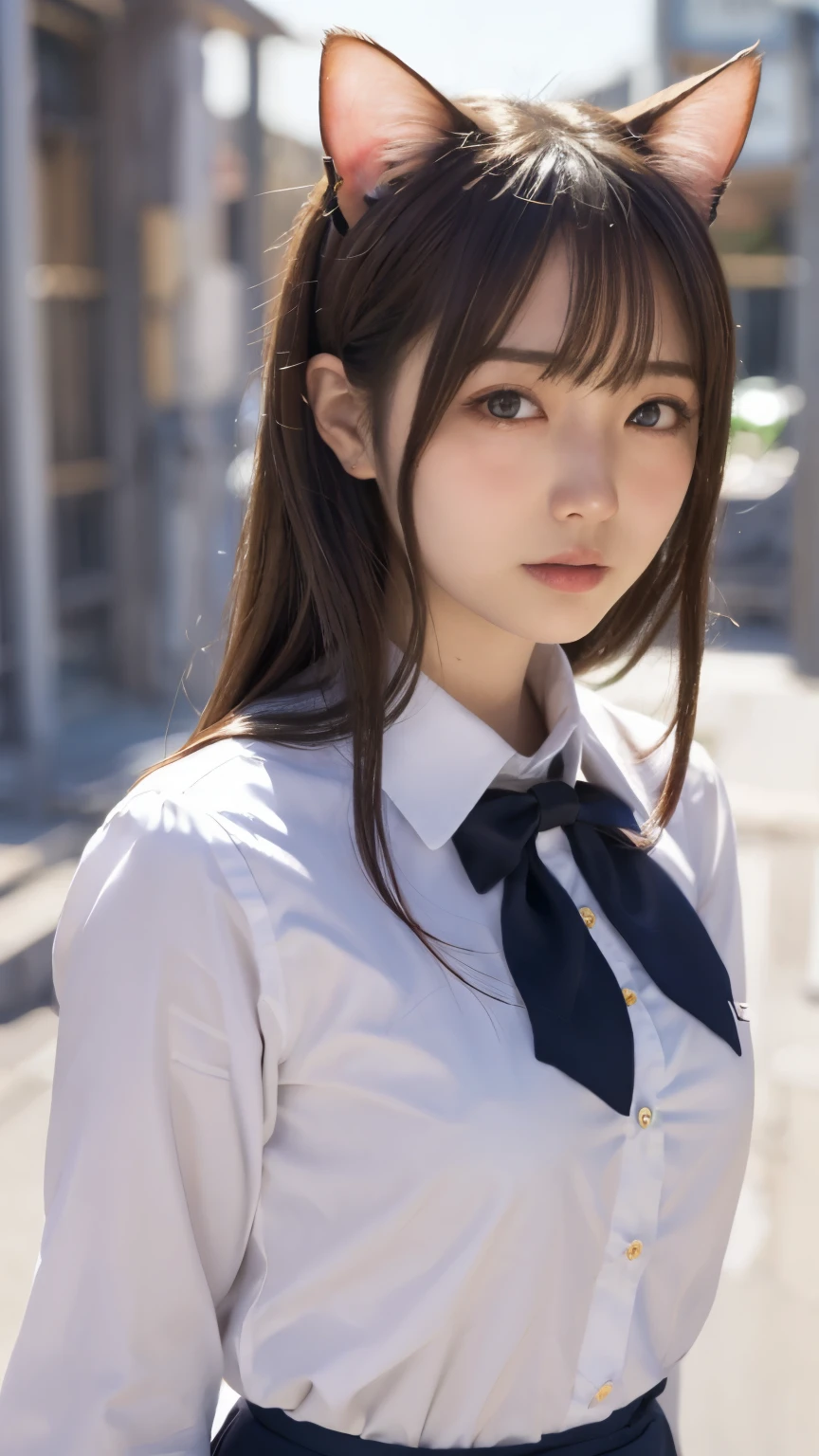 Masterpiece, 4K, Beautiful high school girls, school uniform, (Japanese idle:1.6), )Cat ears), looking at the viewer,  bob hair , (school uniform:1.2), group picture, harem,