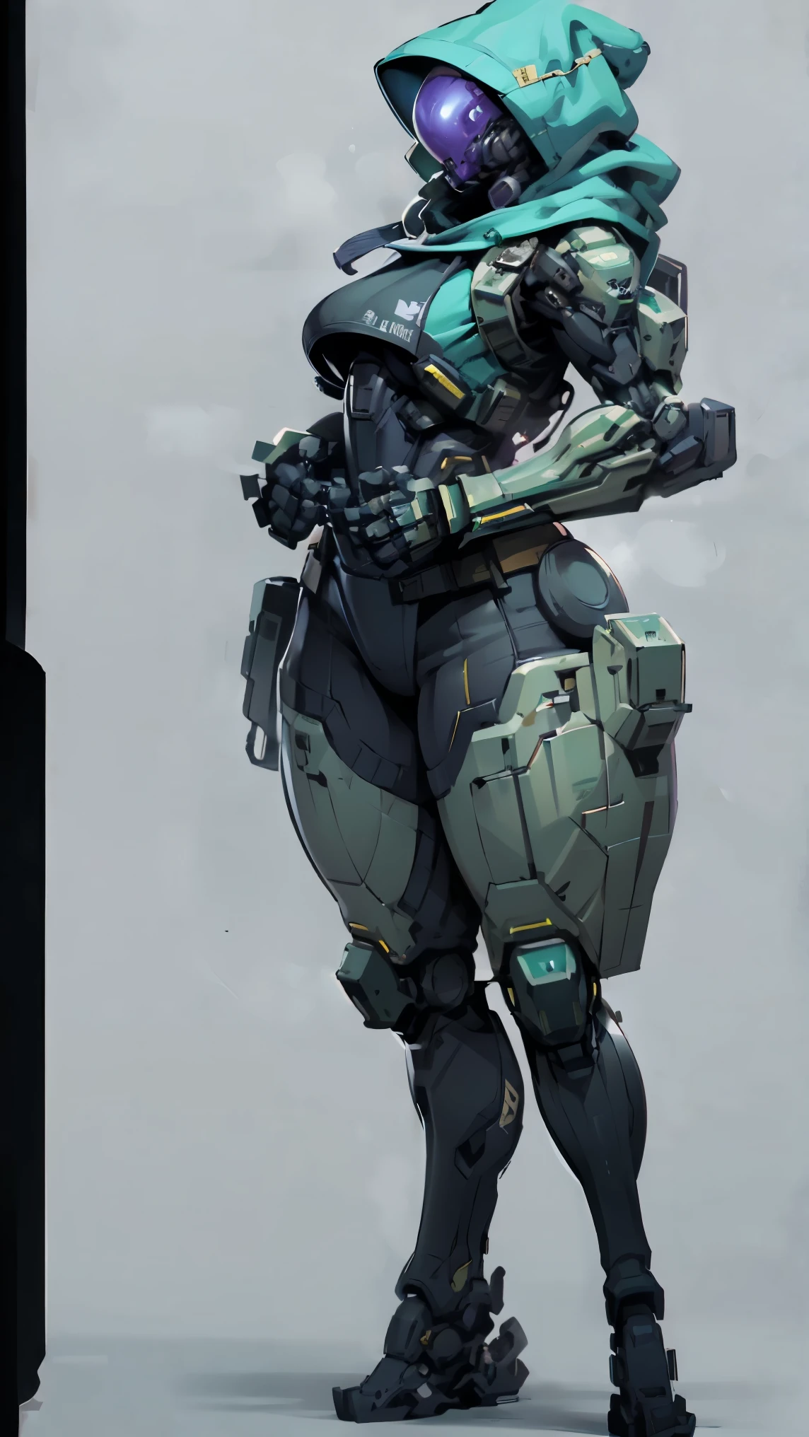 Masterpiece, High quality, ((character concept art)), ((character design sheet, same character))
a futuristic-looking female military commander, wearing a ((kevlar helmet)) and is dressed in ((turquoise suit)), holding weapon, holding gun, wearing epTactical, XCOM game inspired, XCOM character, ((wide hips)) tall, video game character design, accessories,
Expert high detail concept art, comic book style, intricate comic book outline line work, flat colors, concept art, solid background ((huge tits)) ((hoodie)) perfect hands, 4k body,