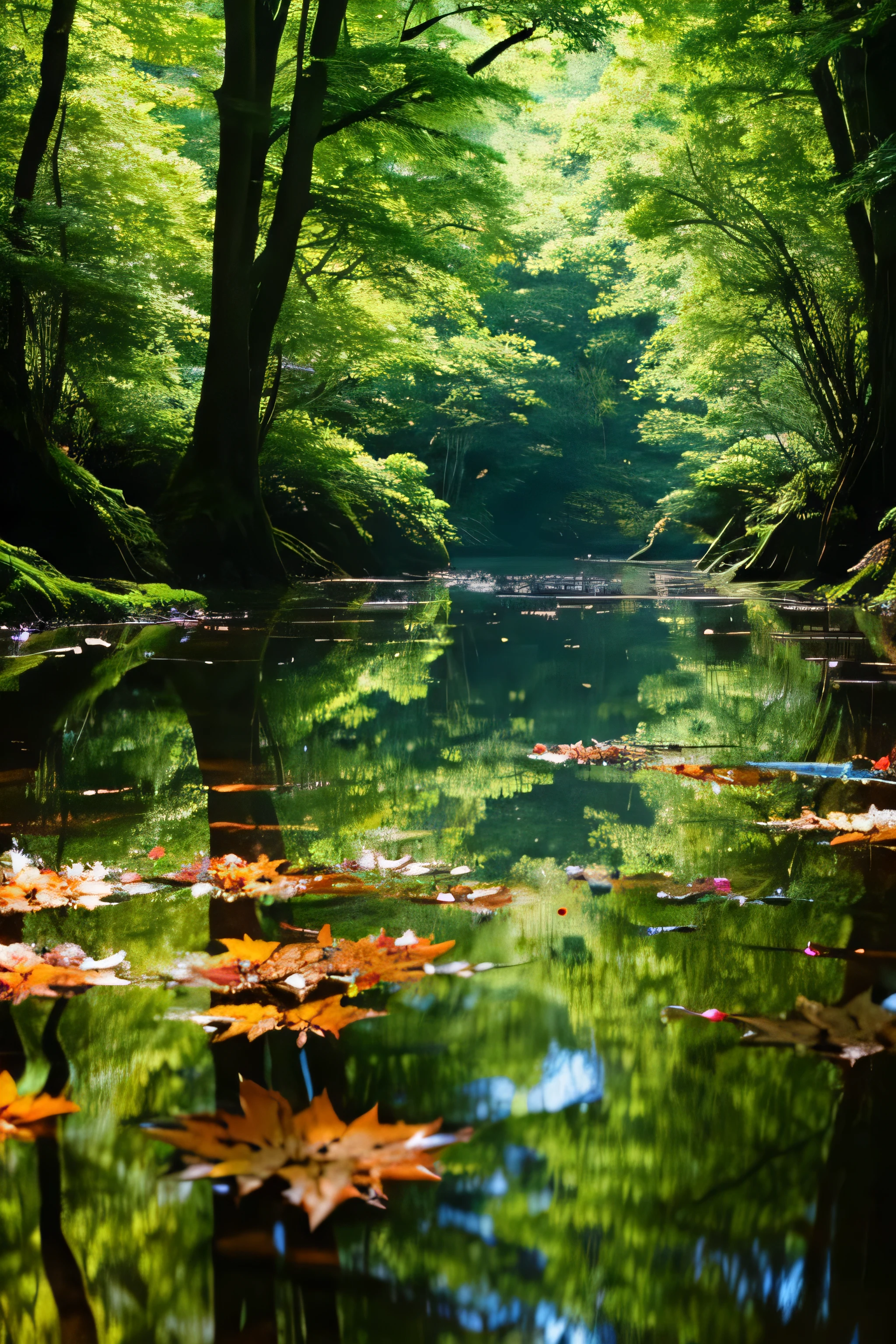In the quiet forest、water surface