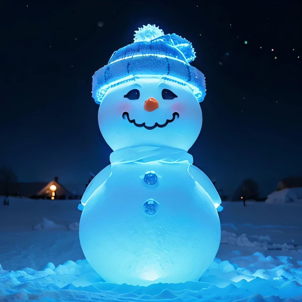 snowman frost neon blue illumination led fluorescent blue
epic snow scene 