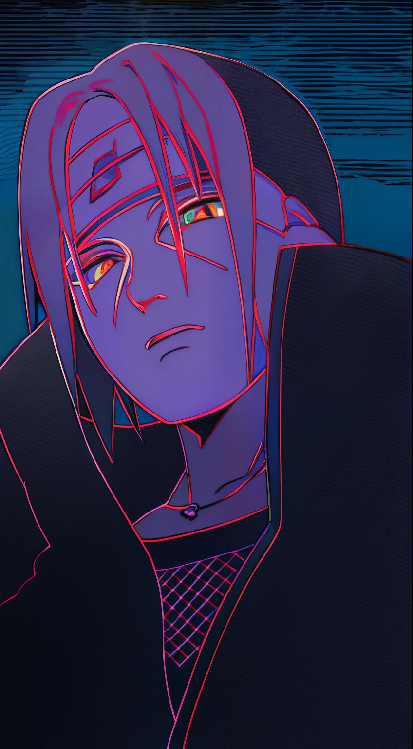 a drawing of a man with a hoodie, anime