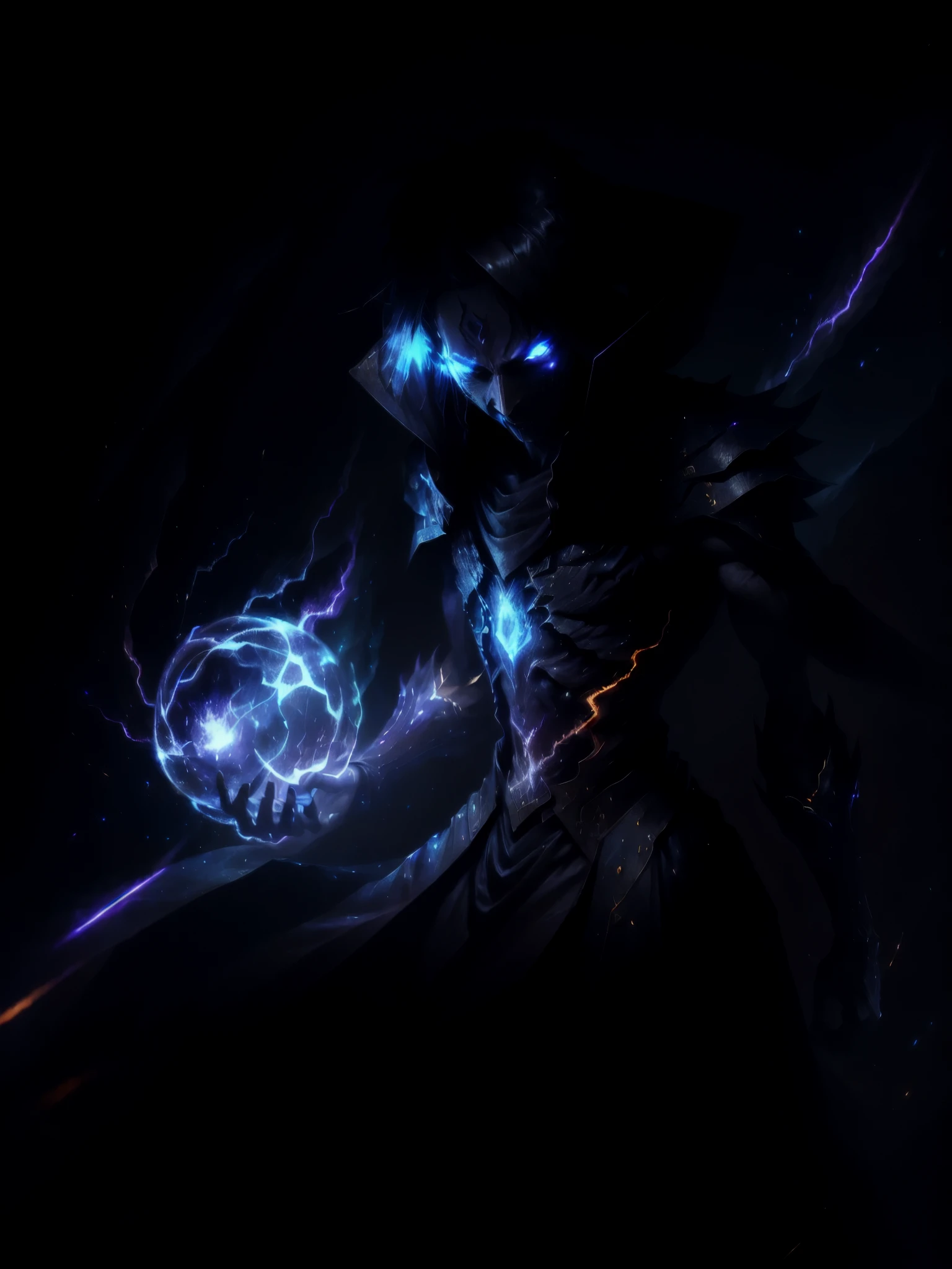 A male non-human demon witch casting fire spells, very detailed, surreal, cinematic lighting, dark, space background, scary cinematic lighting, (backlight: 1.2), (flare: 1.2), (flash: 1.1), (chromatic aberration: 1.2), clear focus, high contrast, V0id3nergy magic aura, V0id3 energy battle mage, V0id3 nergy cute hollow