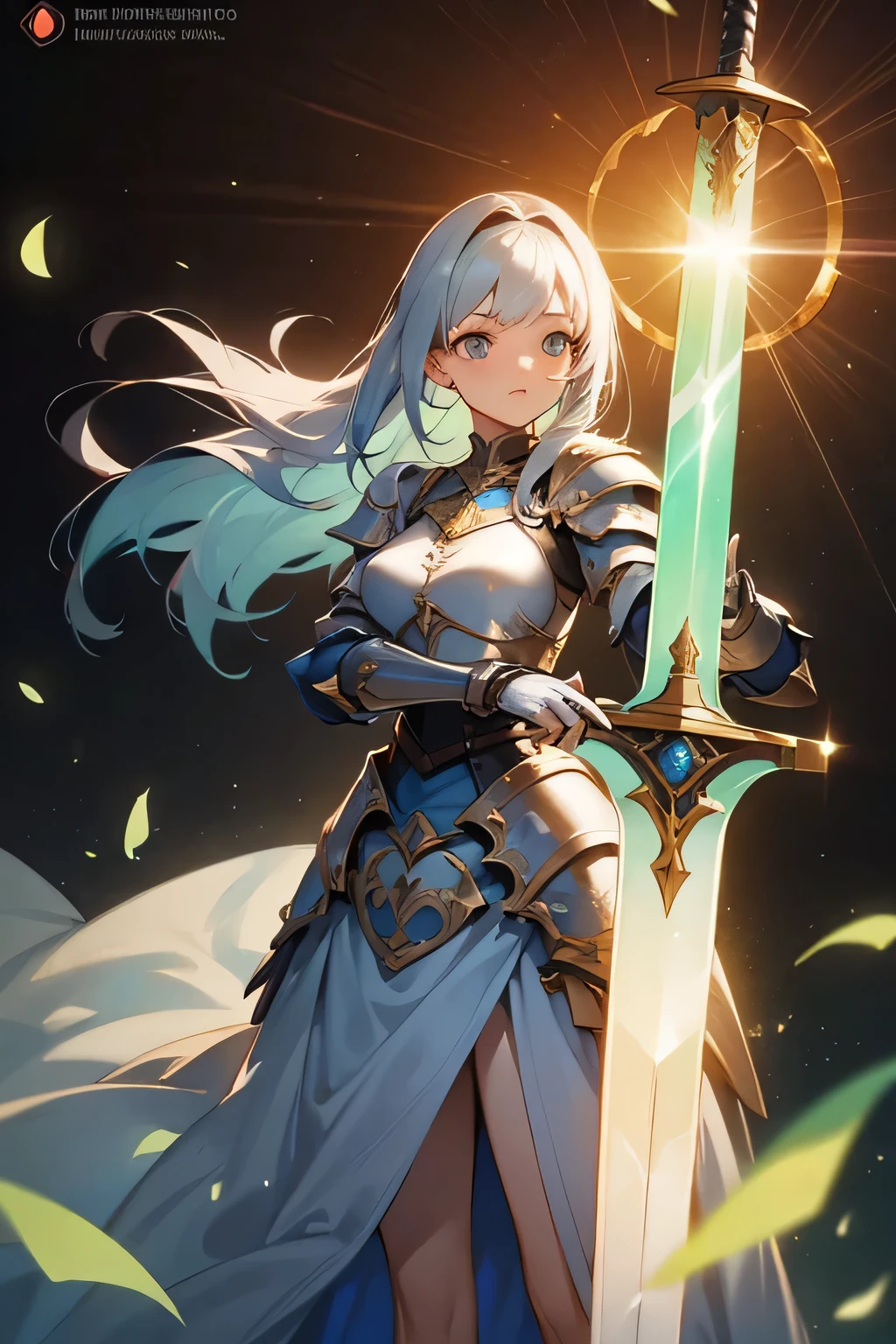 masterpiece, best quality, CG, wallpaper, HDR, high quality, high-definition, extremely detailed, drow, colored skin, dark elf, blue skin, grey skin, pointy ears, cape, armor, looking at viewer, 1girl, forest, dark forest, mythical forest, dimmed light, brown eyes, long hair, chibi