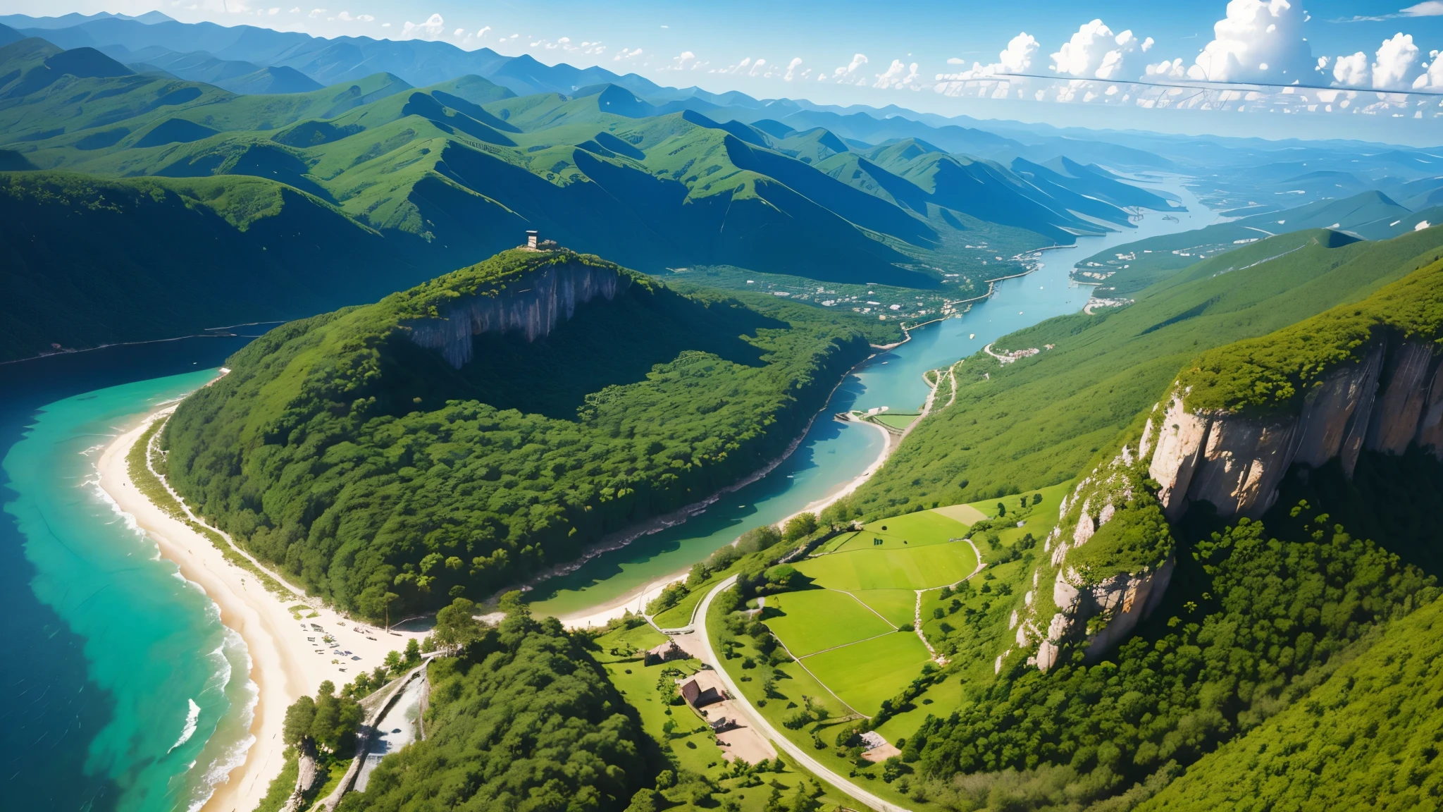 aerial view, natureza, montahas, selva, Breathtaking scenery in high definition, Estilo Peter Van Stigt