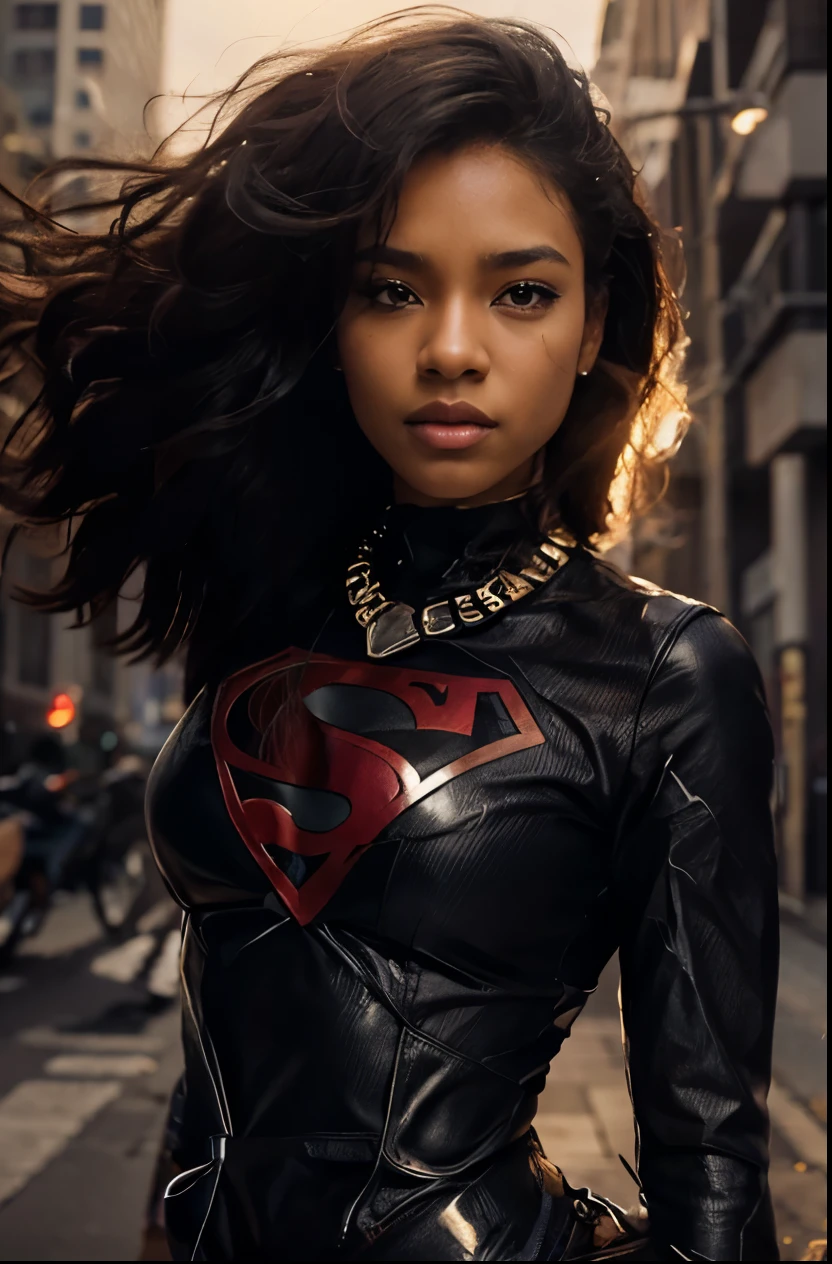 black super woman, in the style of anime art, realistic, emotive portraits