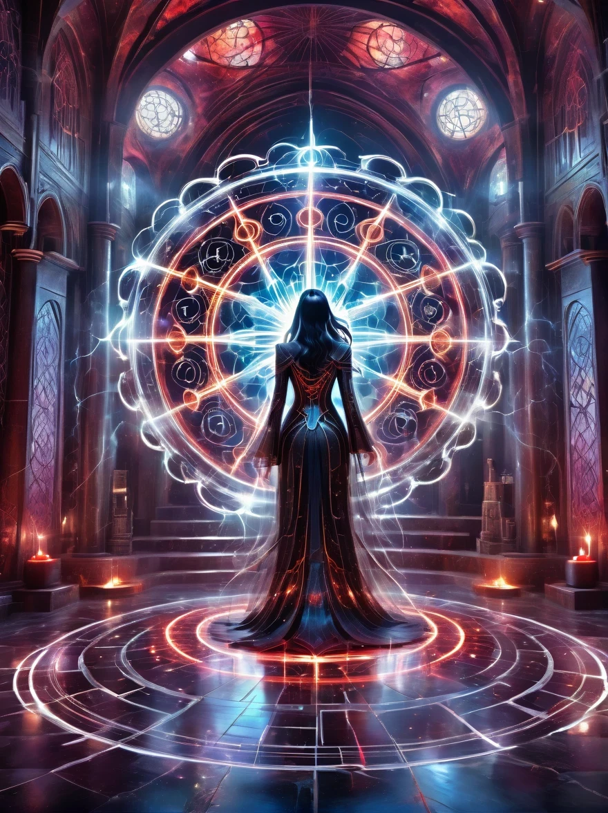 Demon World Hall,Lich Altar,blood spread,strange geometric patterns,blood spatter,Pure cosmic energy transparent magic circle,Formation built with magical energy,The Wheel of Time and Space,aureola,electric wheel,Magically drawn polygons,Epic magic fantasy,Epic surrealism,Epic Thunder Magic,Epic ancient totem,Epic Mystical Magic Light,Epic dark magic,epic gothic style