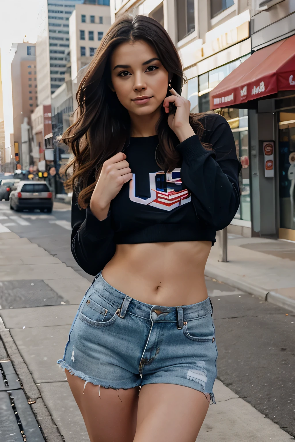 Cute woman usa at city