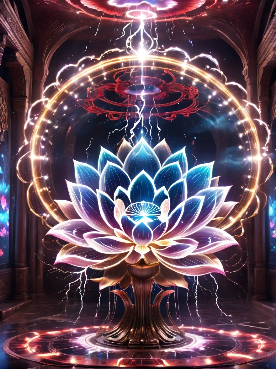 Lotus altar,blood spread,Weird round case,blood spatter,Pure cosmic energy transparent magic circle,Disc made of magical energy,The Wheel of Time and Space,aureola,electric wheel,Magically drawn polygons,Epic magic fantasy,Epic surrealism,Epic Thunder Magic,Epic ancient totem,Epic Mystical Magic Light,Epic dark magic,epic gothic style