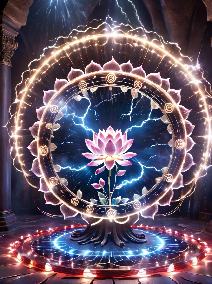 Lotus altar,blood spread,Weird round case,blood spatter,Pure cosmic energy transparent magic circle,Disc made of magical energy,The Wheel of Time and Space,aureola,electric wheel,Magically drawn polygons,Epic magic fantasy,Epic surrealism,Epic Thunder Magic,Epic ancient totem,Epic Mystical Magic Light,Epic dark magic,epic gothic style